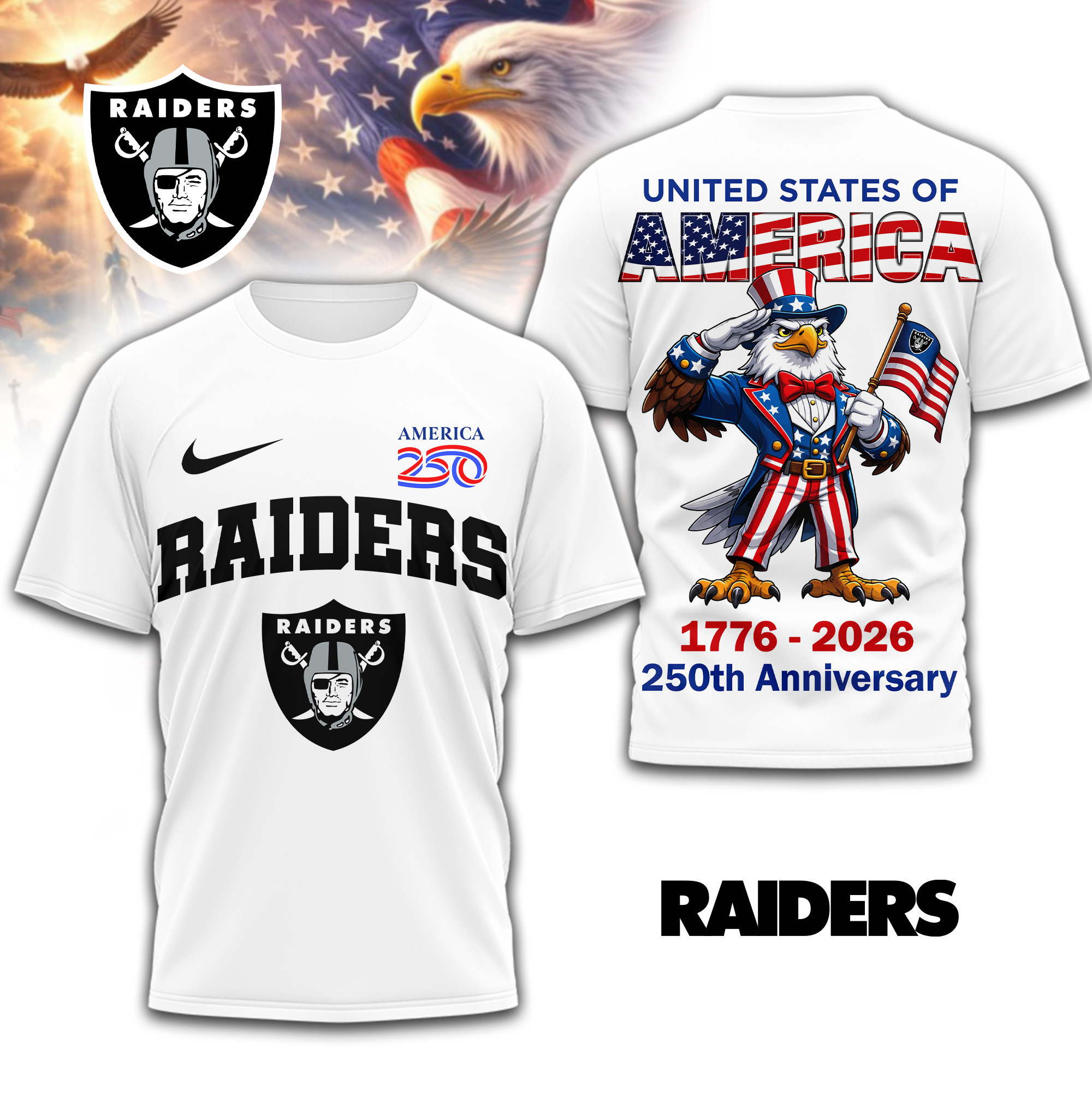 Las Vegas Raiders | Premium NFL American 250 3D Shirt TD