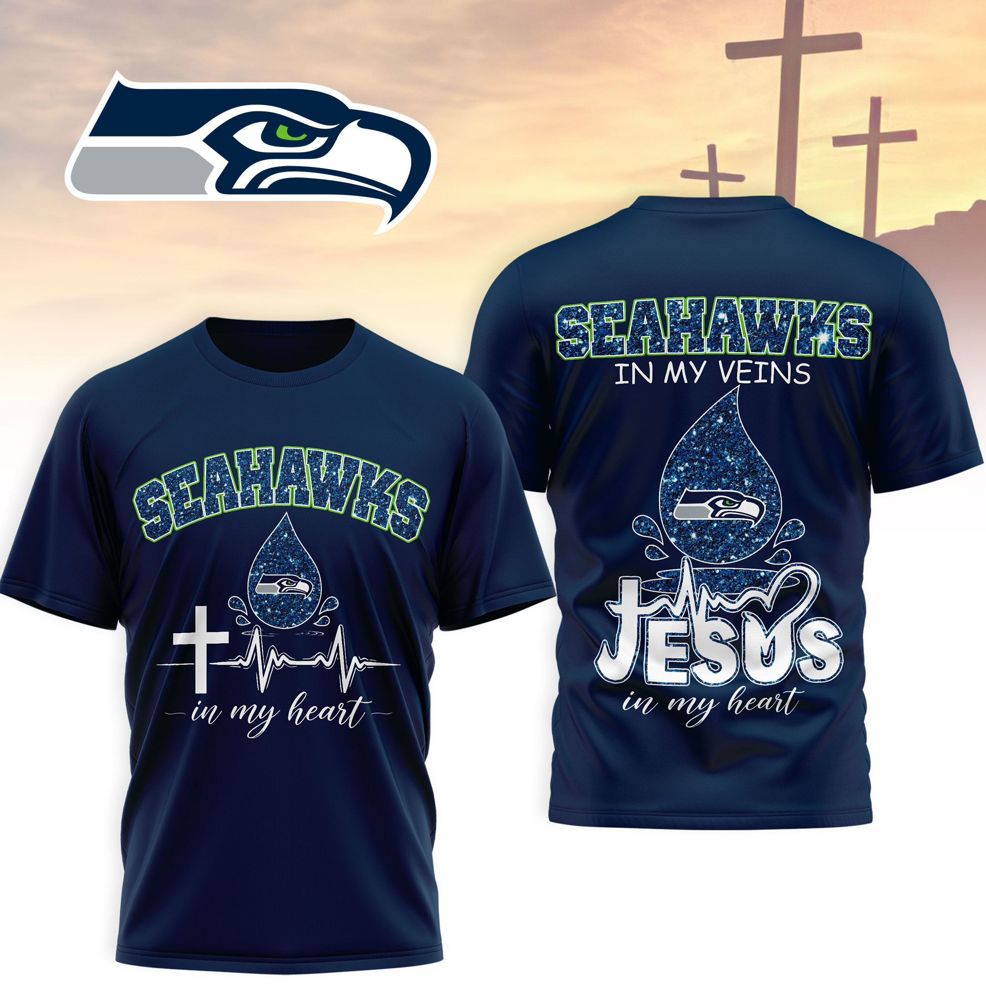 Seattle Seahawks | Premium NFL Jesus In My Heart 3D Shirt NTH1