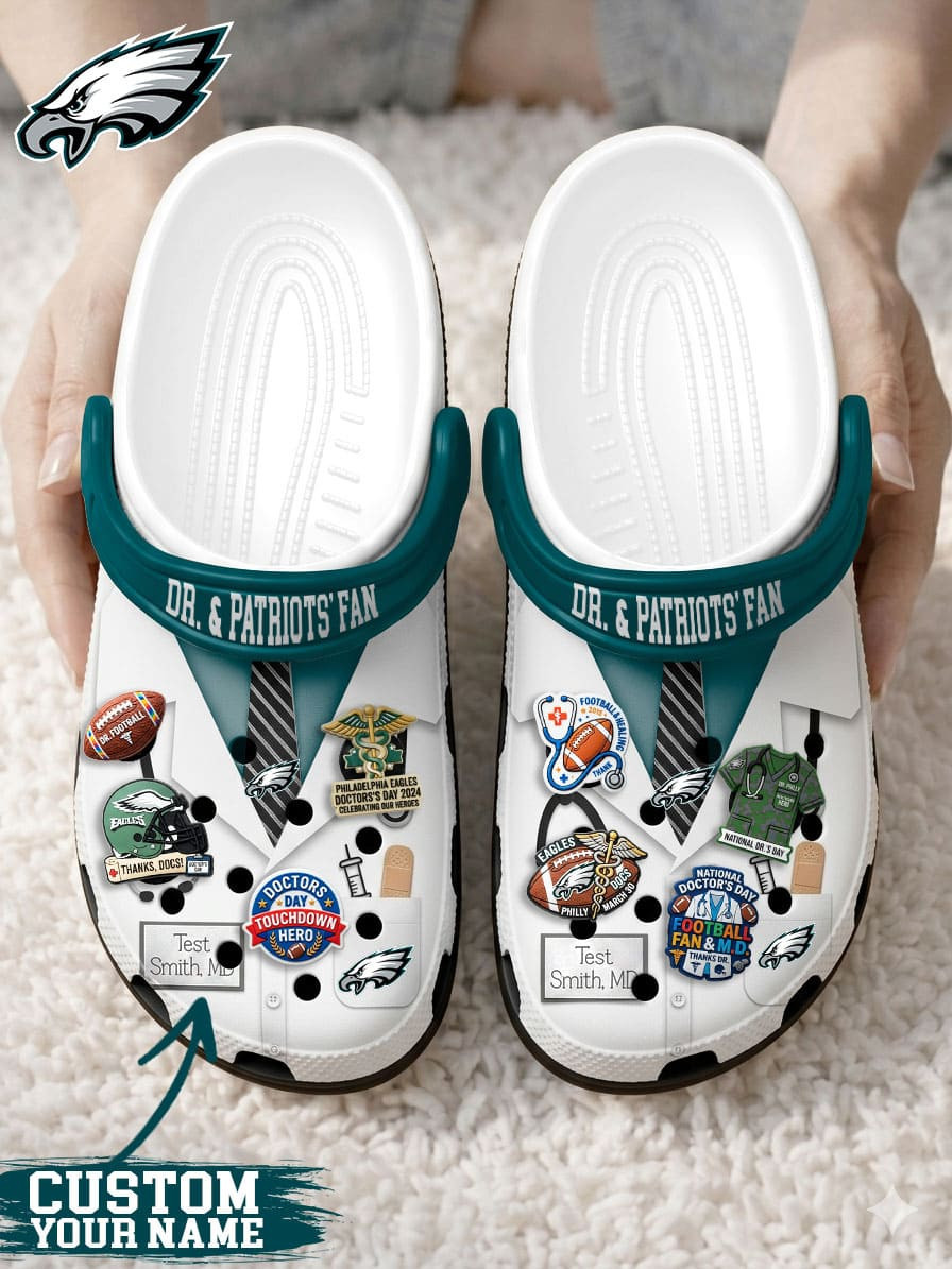 Philadelphia Eagles | PREMIUM NFL NATIONAL DOCTOR'S DAY CLOGS WITH 8 CHARMS HY