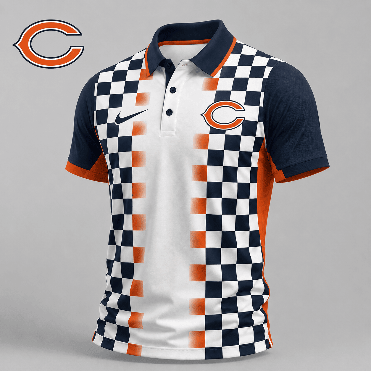 Chicago Bears | Premium NFL Checkered Fade Polo Shirt NY