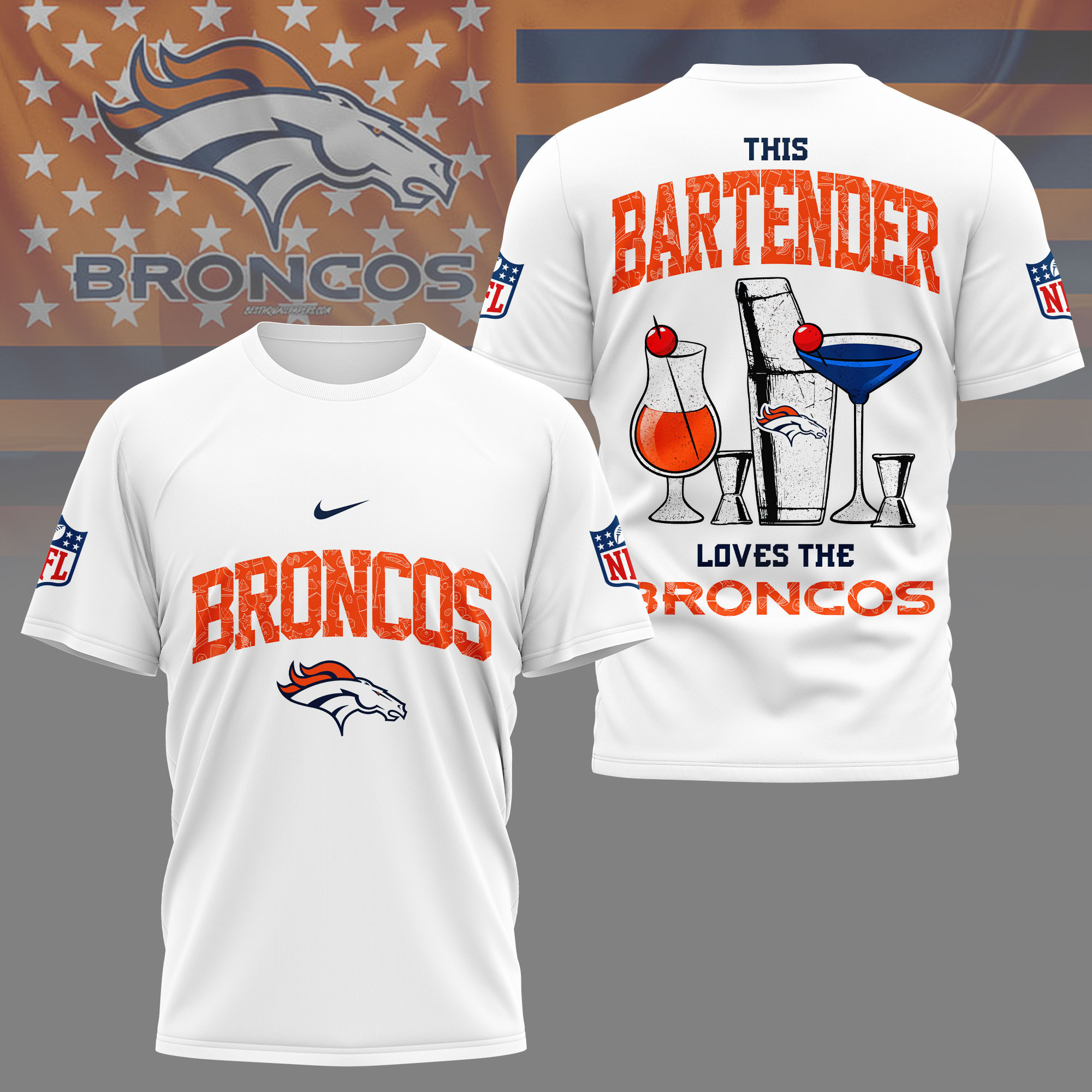Denver Broncos | Premium NFL Bartender Fan 3D Shirt NY