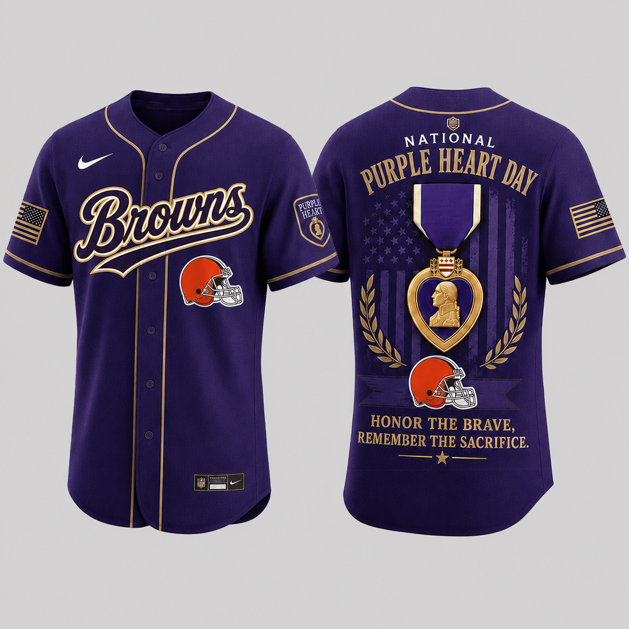 Cleveland Browns | Premium NFL Purple Heart Day Jersey Shirt TD
