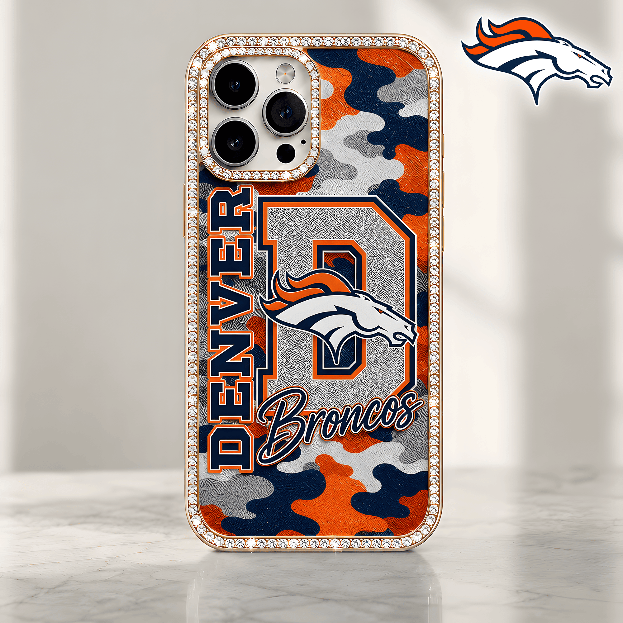 Denver Broncos | Premium NFL Team Camo Bling Luxury Phone Case NTH1