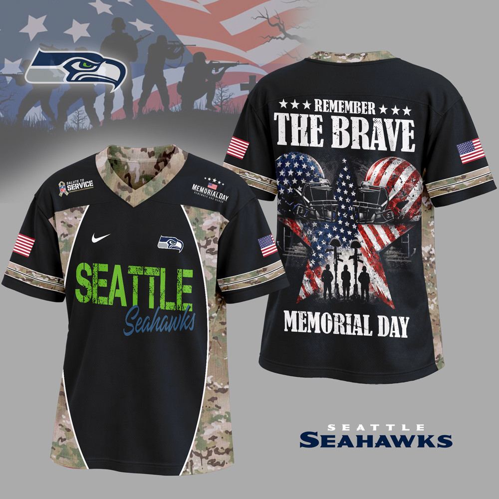 Seattle Seahawks | Premium NFL Memorial Day V-neck Baseball Jersey HY