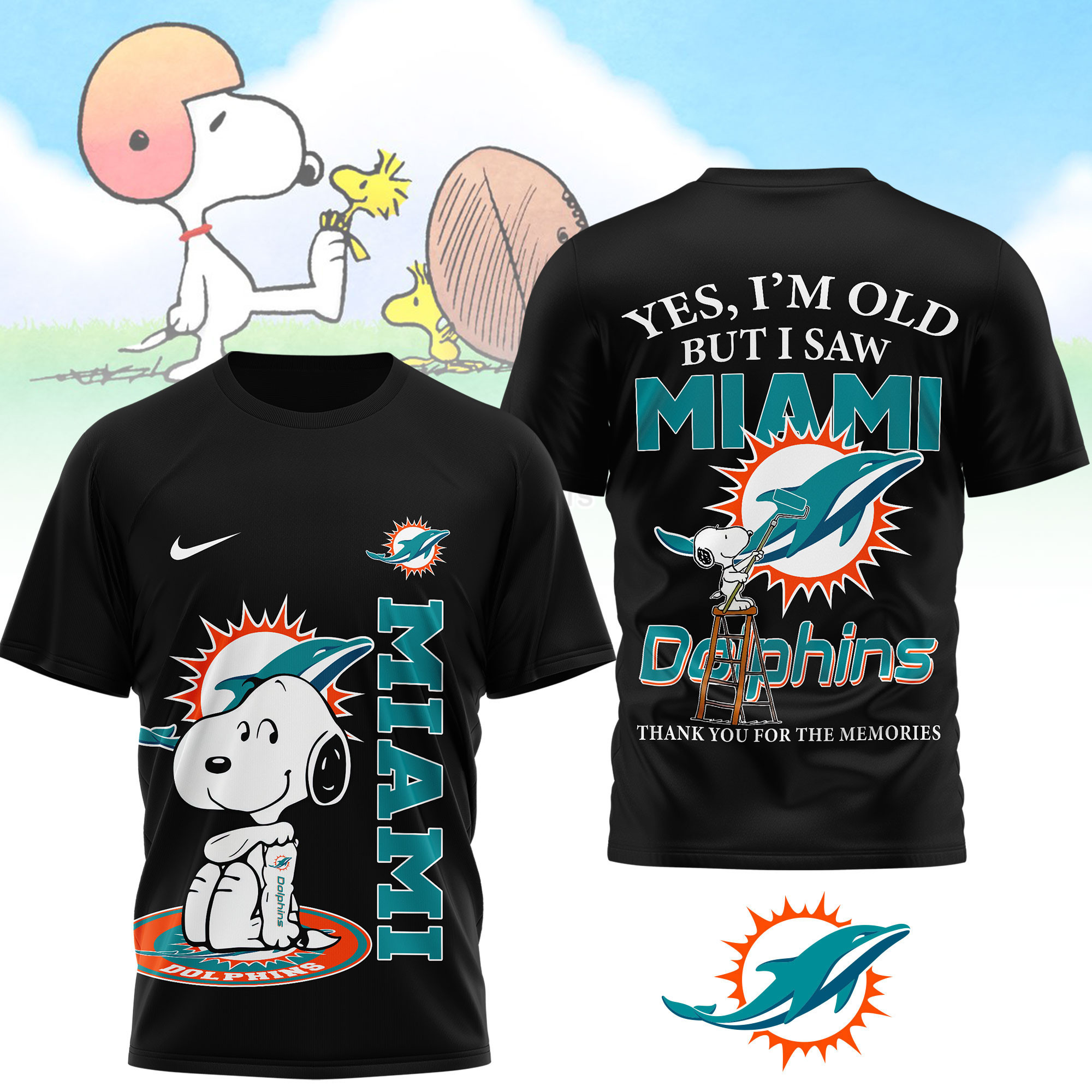 Miami Dolphins | Premium NFL Snoopy Graphic 3D T-Shirt NTH1