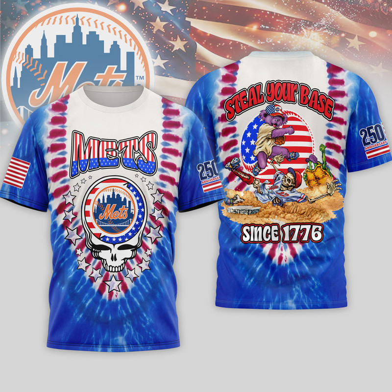 New York Mets | Premium MLB Grateful Dead 250 Years Of America 3D Shirt HY