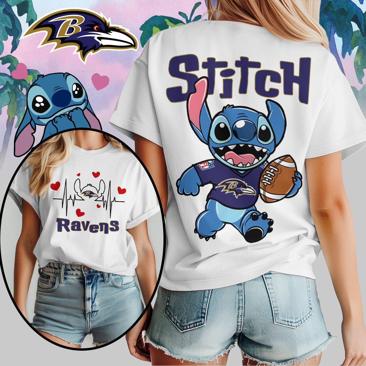 Baltimore Ravens | Premium NFL Stitch Women Shirt TD