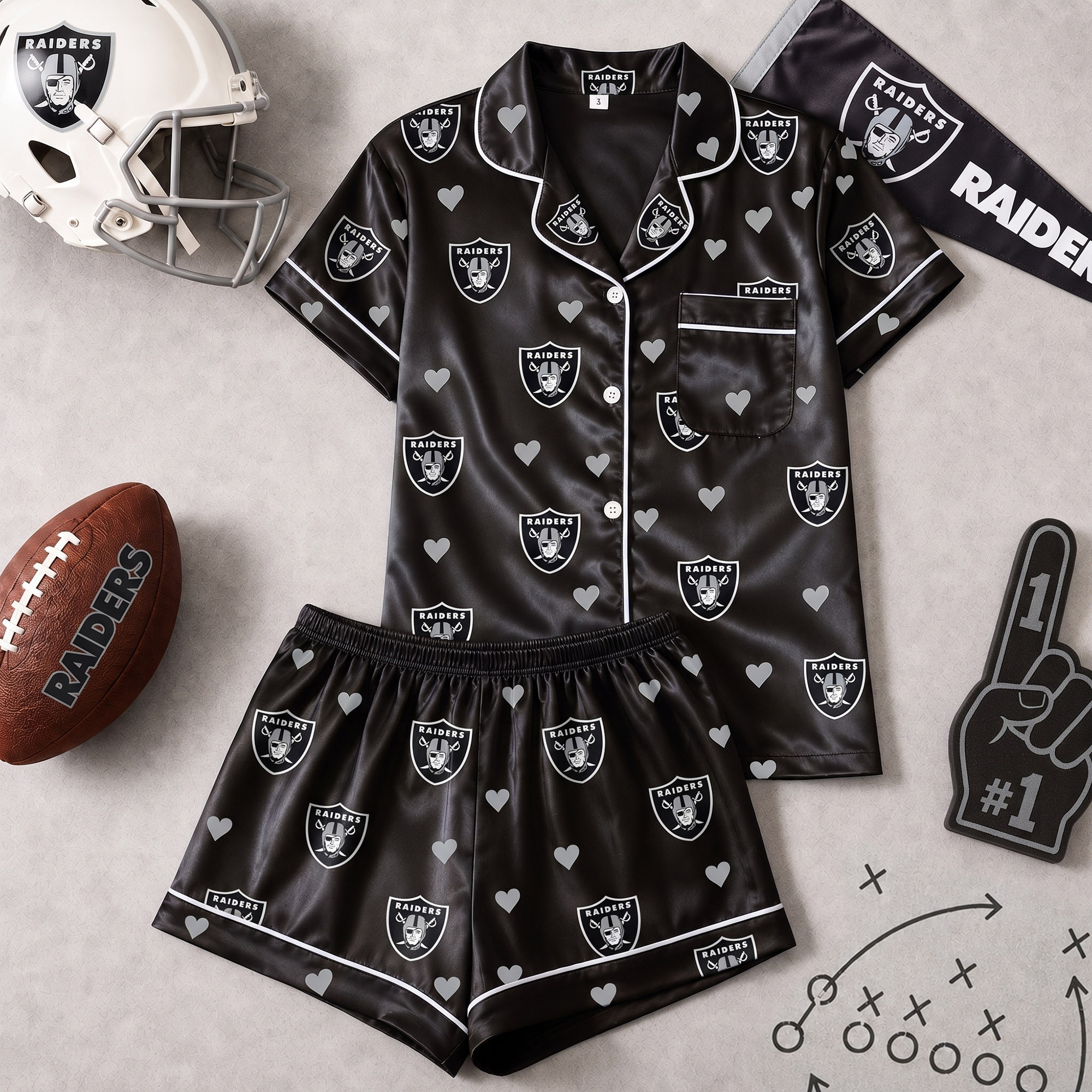 Las Vegas Raiders | Premium NFL Love Satin Pajamas Set NY