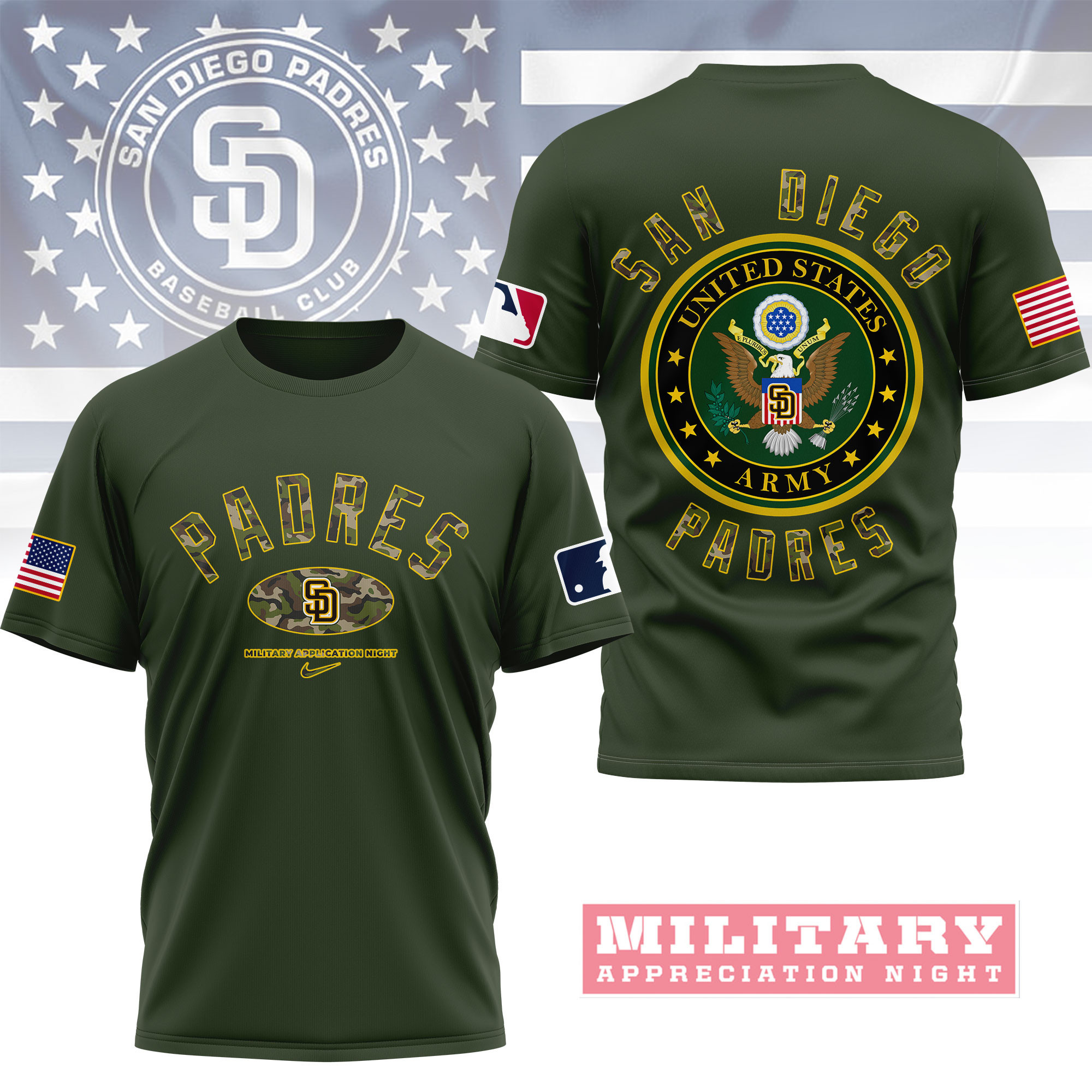 San Diego Padres | Premium MLB Military Pride 3D Shirt NY