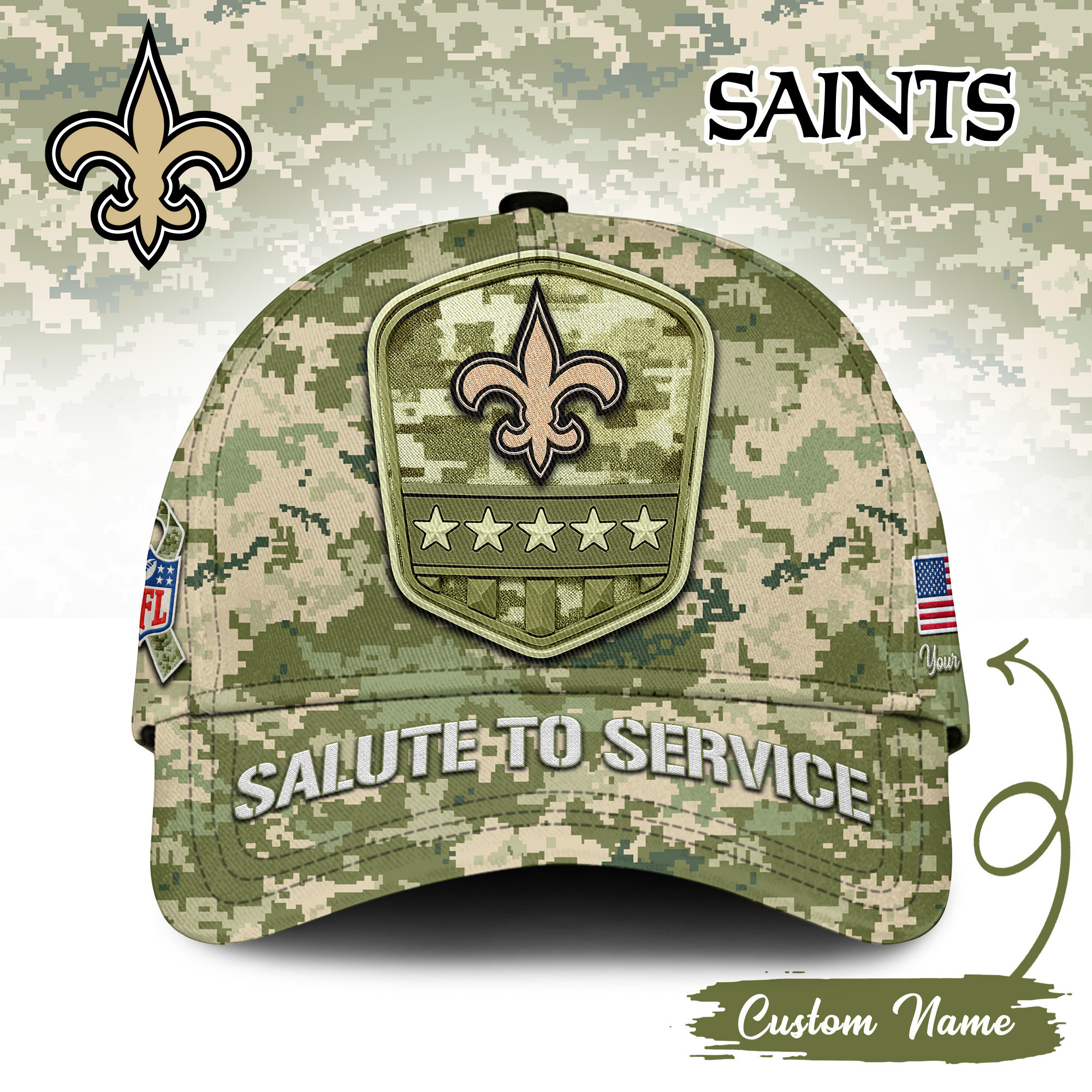 New Orleans Saints | Premium NFL Salute To Service Classic Cap TD