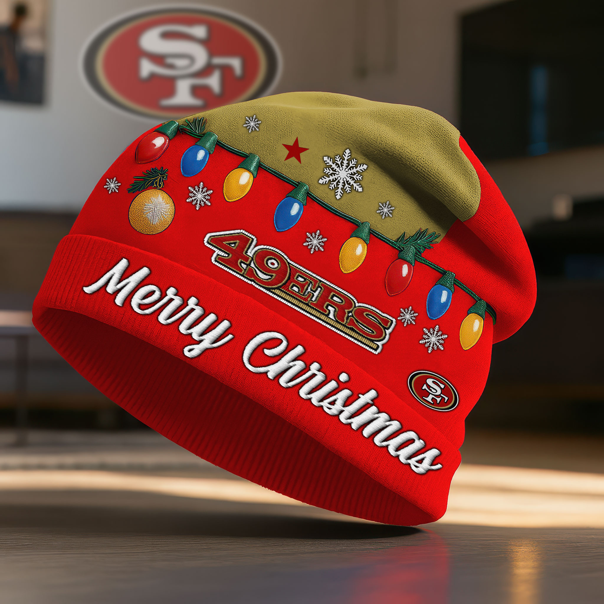 San Francisco 49ers | Premium NFL Christmas Beanie Hat NY