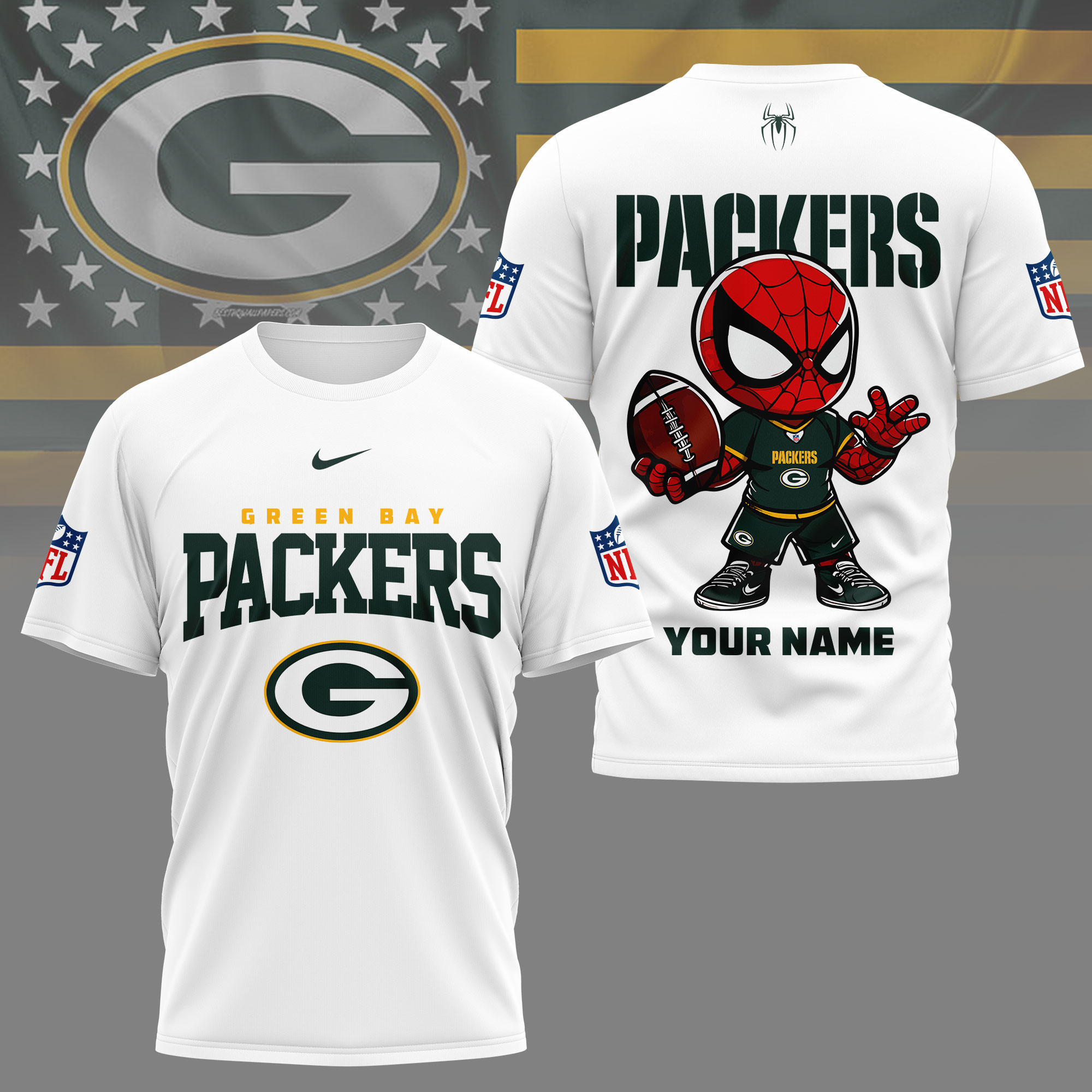 Green Bay Packers | Premium NFL Spider Hero Custom 3D Shirt NY