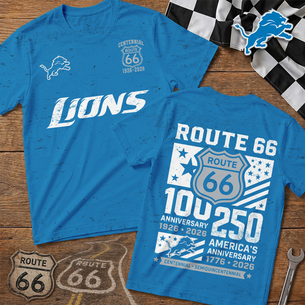 Detroit Lions | Premium NFL Route 66 Centennial T-Shirt TD