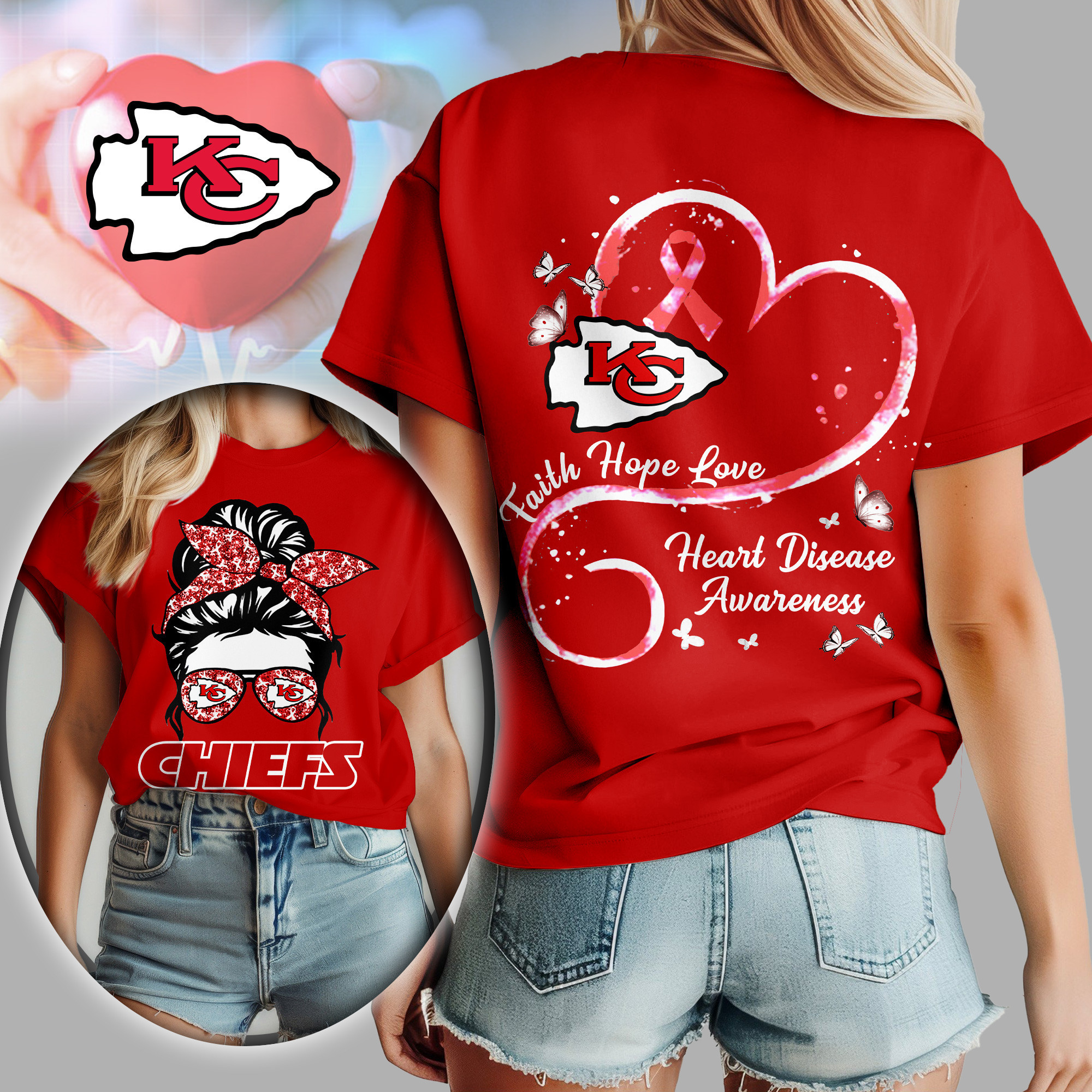 Kansas City Chiefs | Premium NFL Heart Disease Awareness Women's Shirt TD