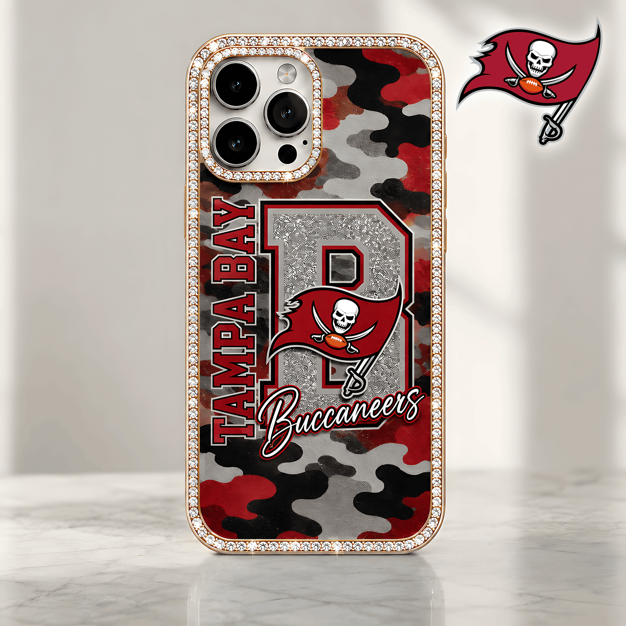 Tampa Bay Buccaneers | Premium NFL Team Camo Bling Luxury Phone Case NTH1