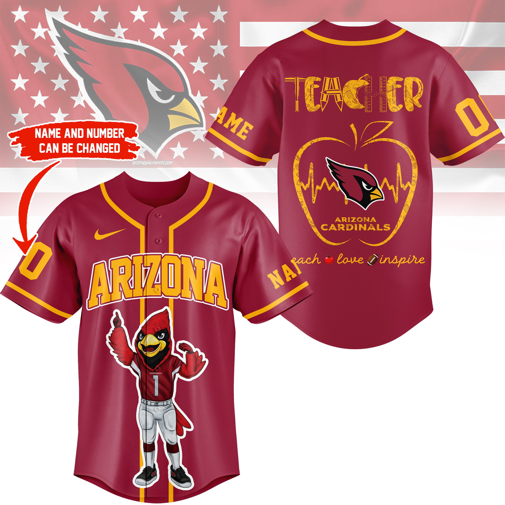 Arizona Cardinals | Premium NFL Teacher Appreciation Month Jersey Shirt NY