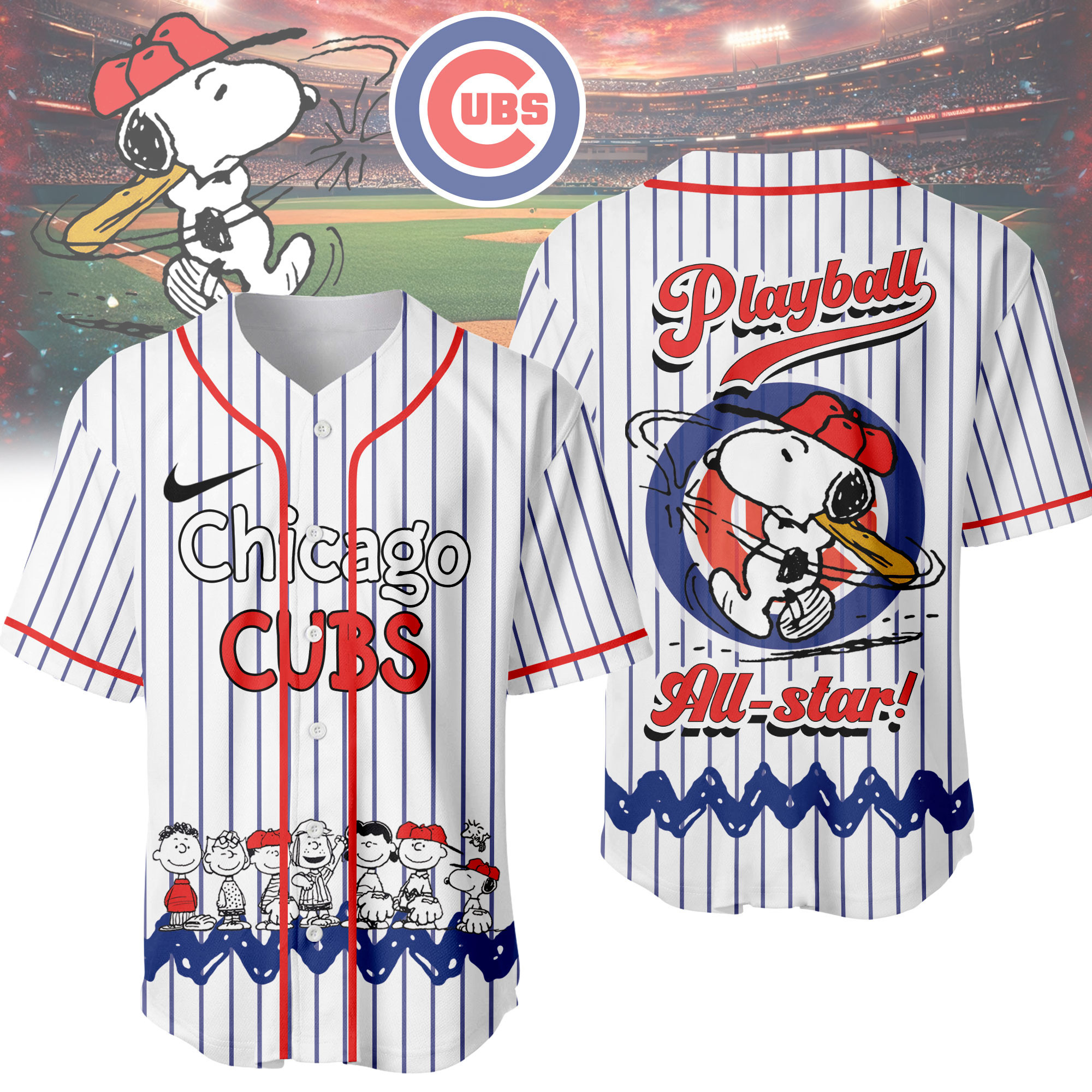 Chicago Cubs | Premium MLB Snoopy Playball Jersey HY