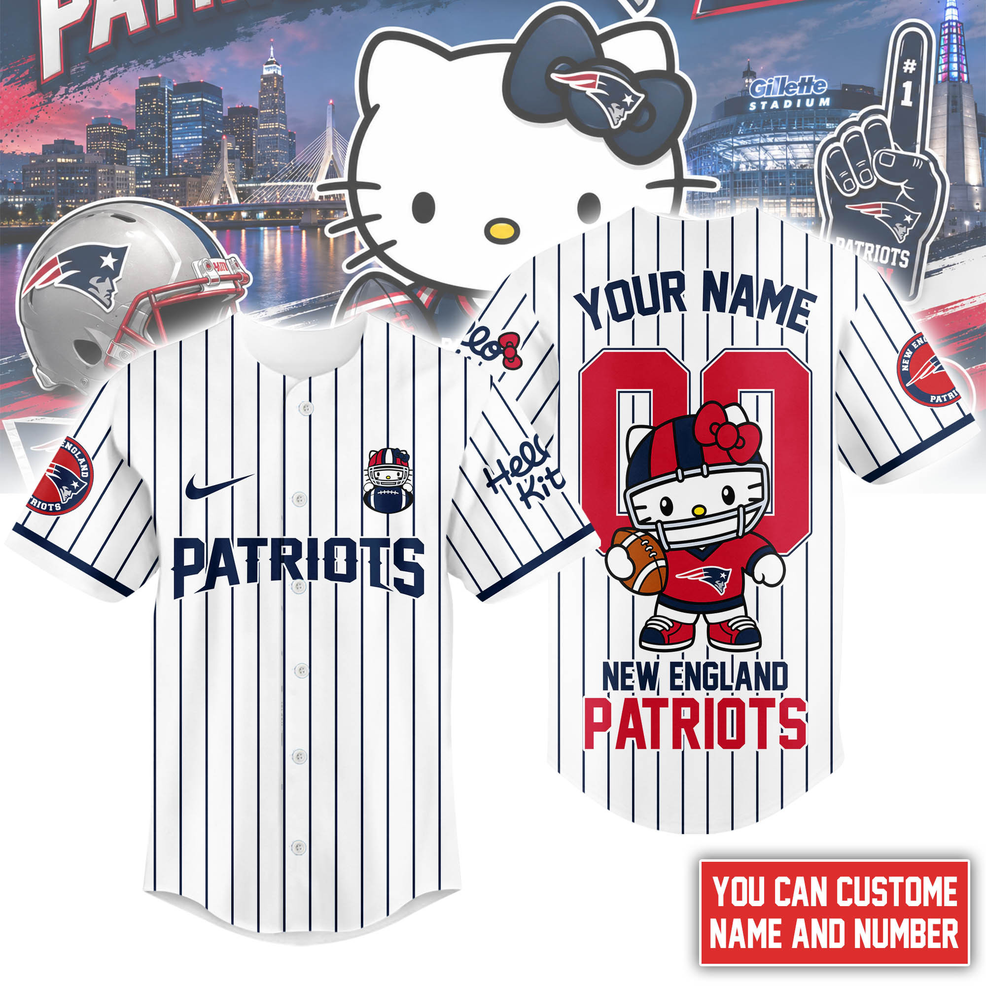 New England Patriots | Premium NFL Kitty Game Day Custom Jersey Shirt NTH1