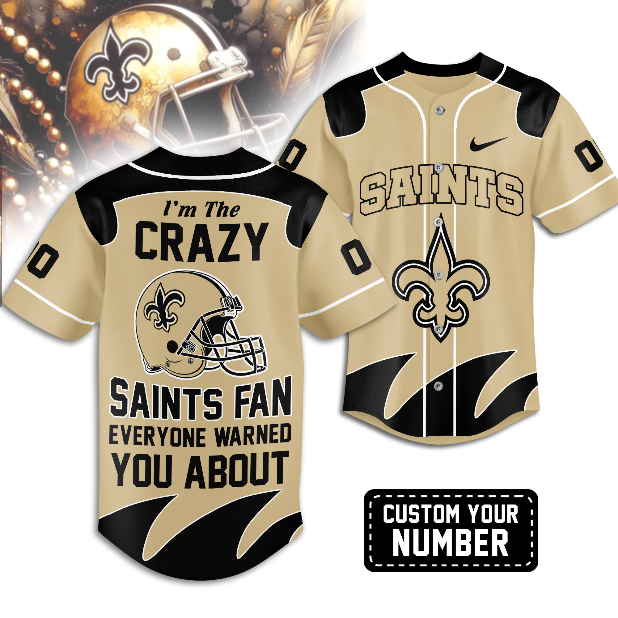 New Orleans Saints | Premium NFL Crazy Football Fan Personalized Jersey TD
