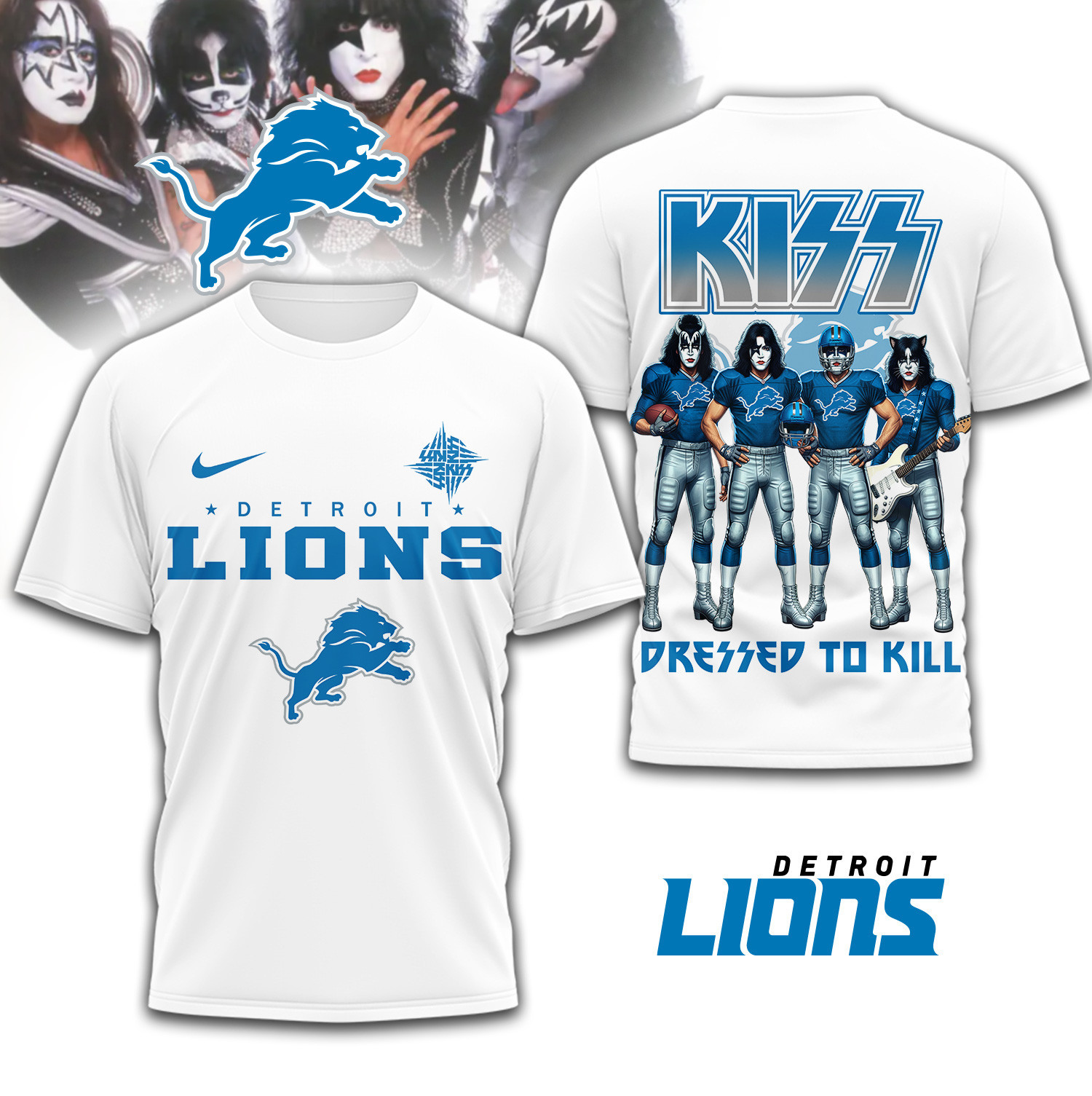 Detroit Lions | Premium NFL Dressed to Kill Kiss Band 3D Shirt TD