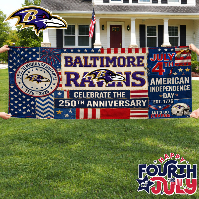 Baltimore Ravens | Premium NFL Patchwork America 250 Fabric Banner HY