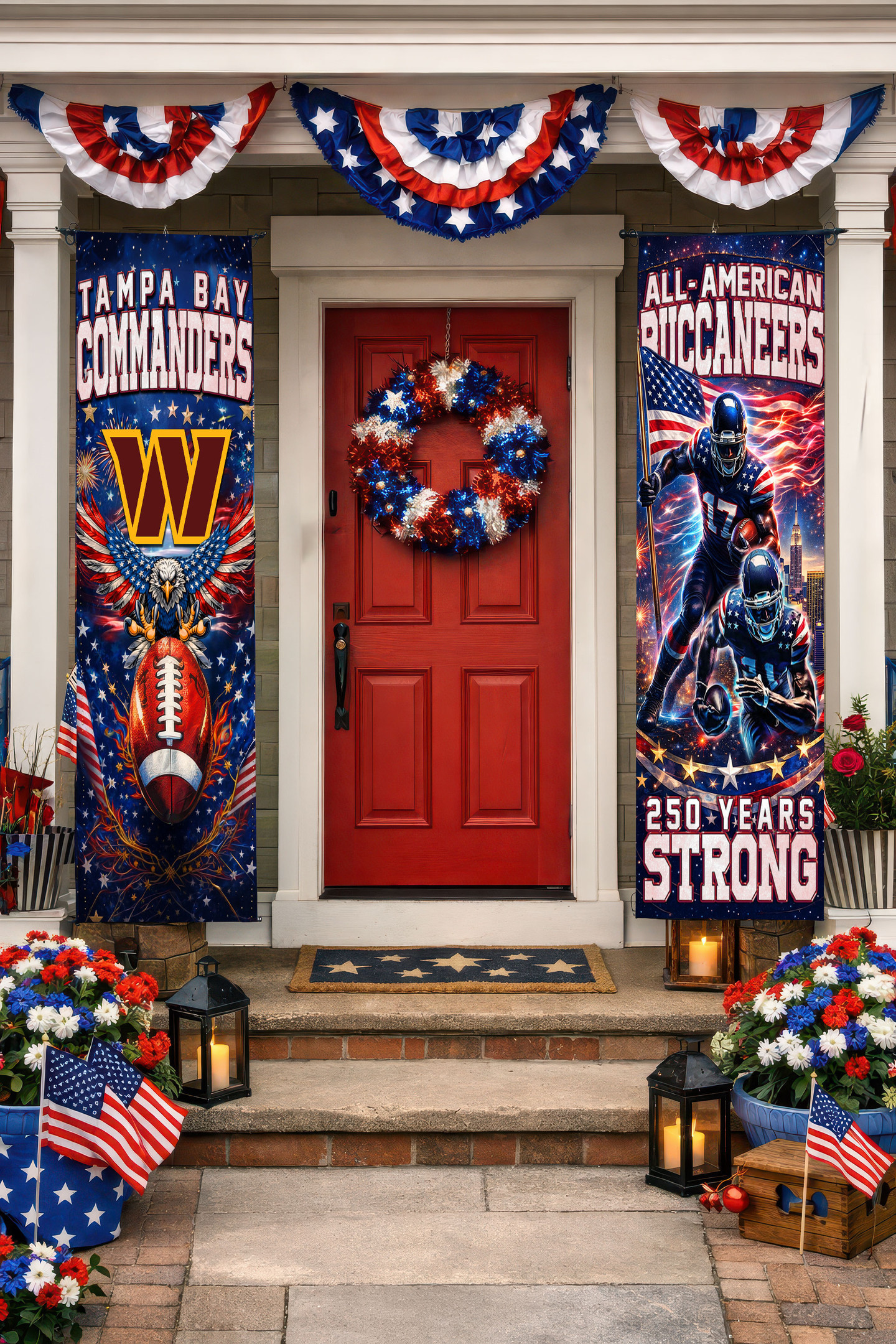 Washington Commanders | Premium NFL 250th Anniversary Of America Independence Day Porch Sign HY