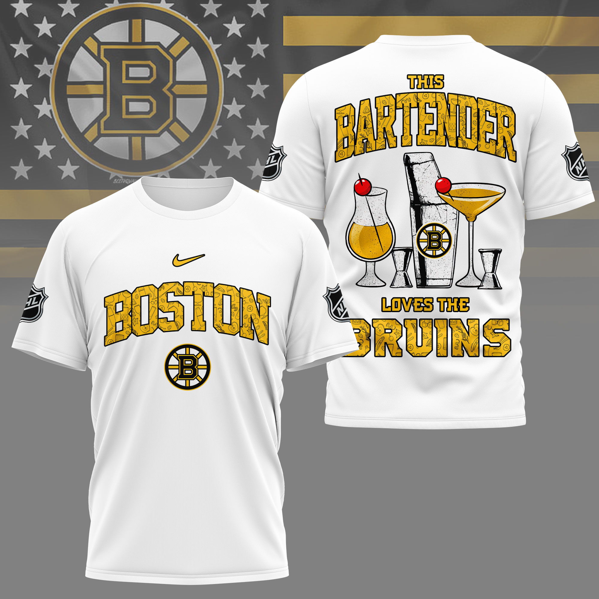 Boston Bruins | Premium NHL Bartender Fan 3D Shirt NY