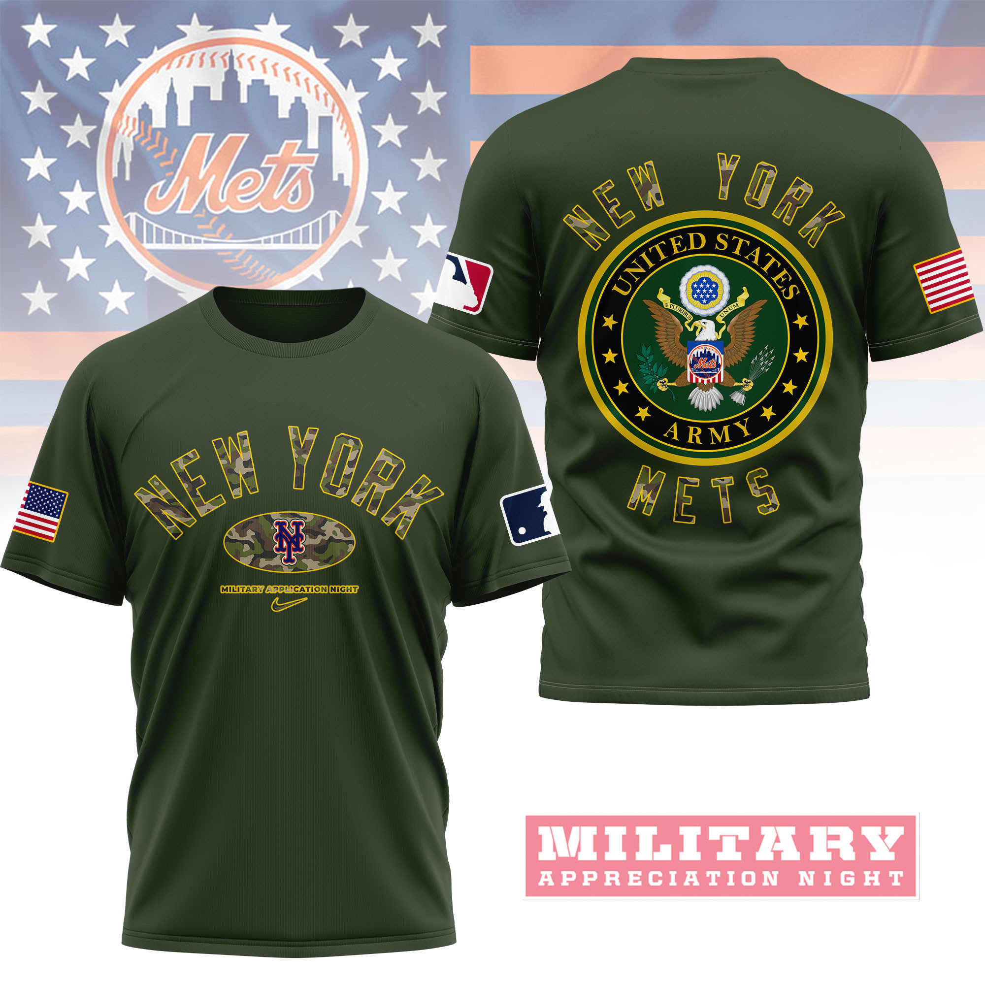 New York Mets | Premium MLB Military Pride 3D Shirt NY