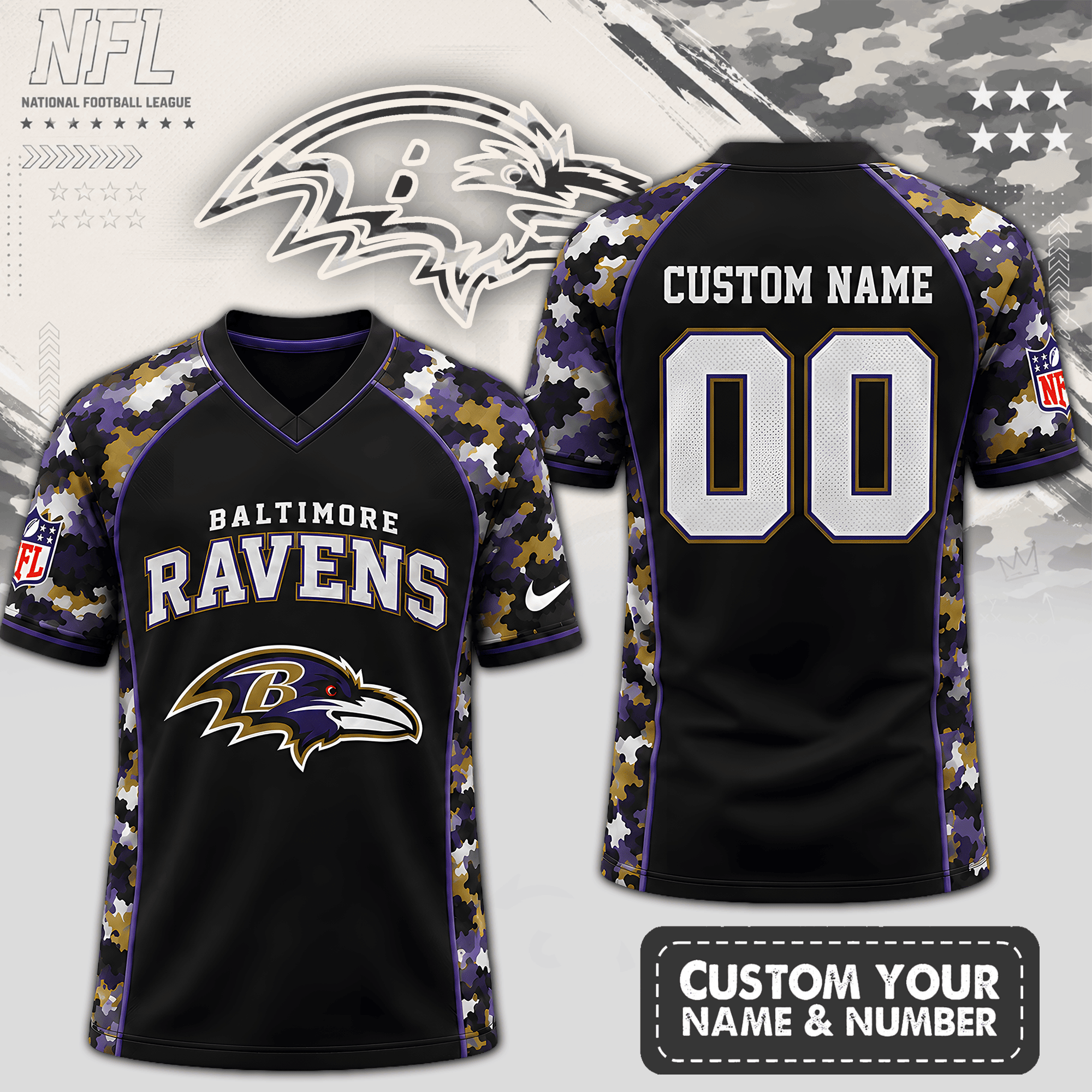 Baltimore Ravens | Premium NFL Born for Game Day V-Neck Jersey NTH1