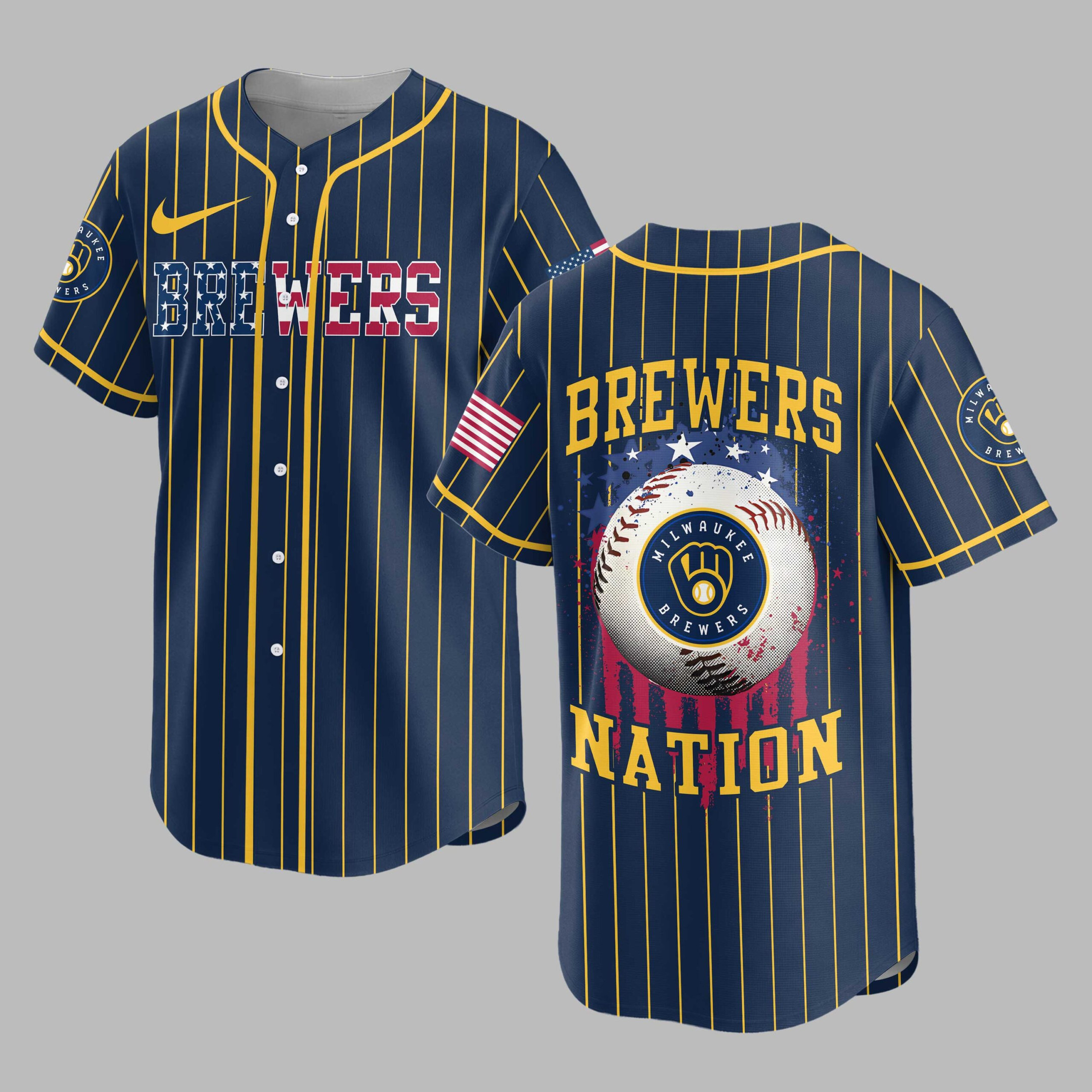 Milwaukee Brewers | MLB USA Flag Edition Premium Baseball Jersey