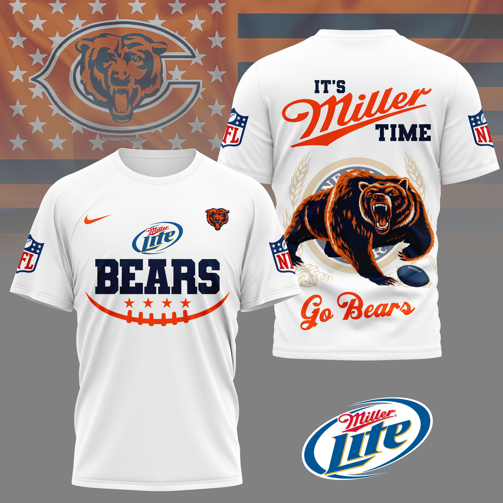 Chicago Bears | Premium NFL Miller Lite 3D Shirt NY