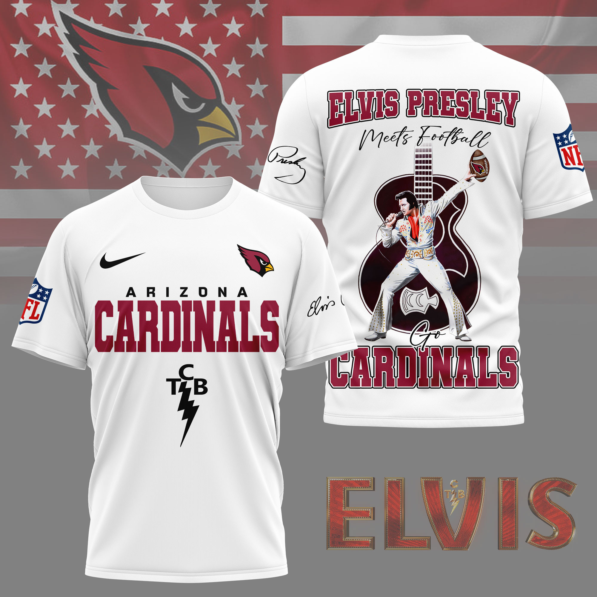 Arizona Cardinals | Premium NFL Elvis Presley Fan 3D Shirt NY