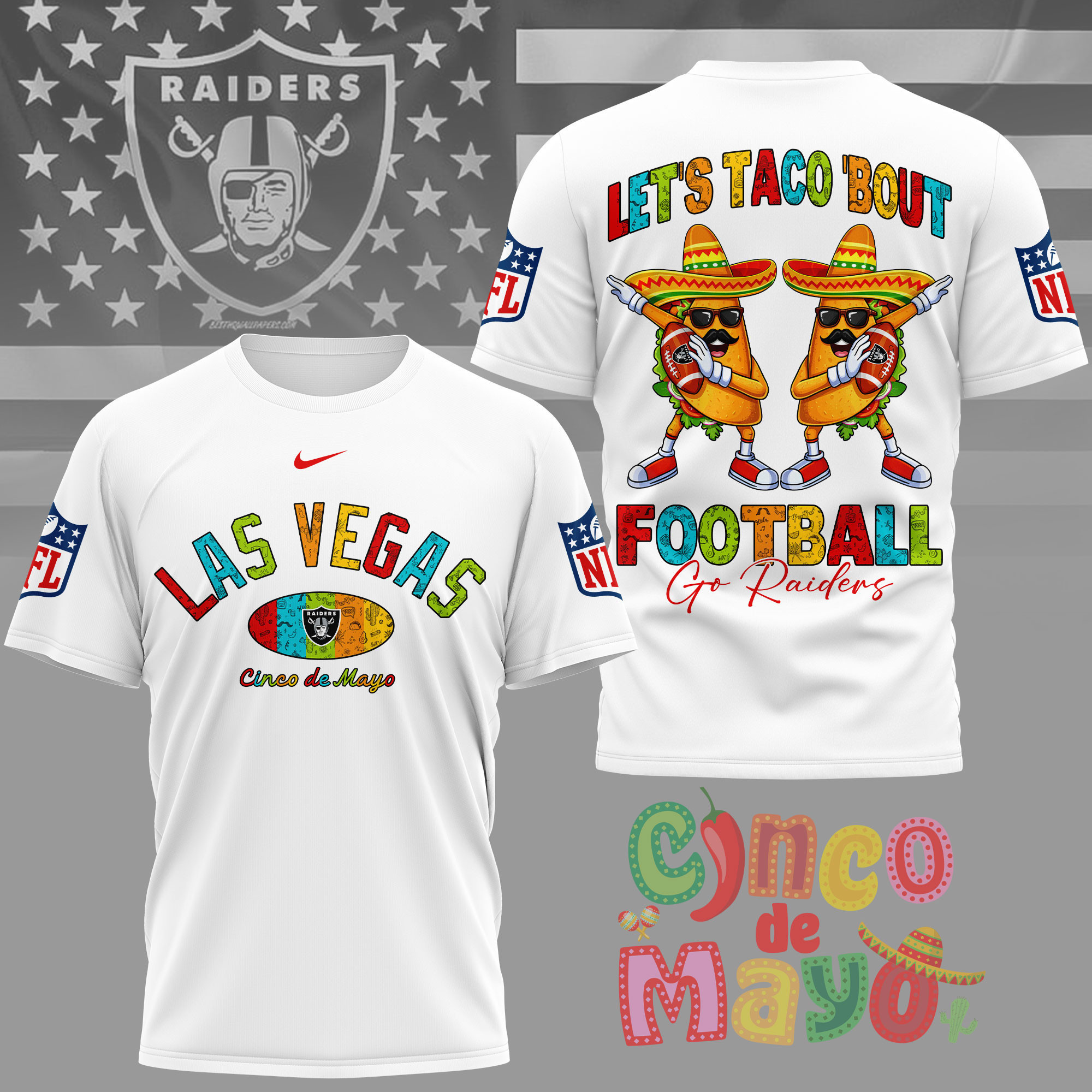 Las Vegas Raiders | Premium NFL Taco Cinco de Mayo 3D Shirt NY