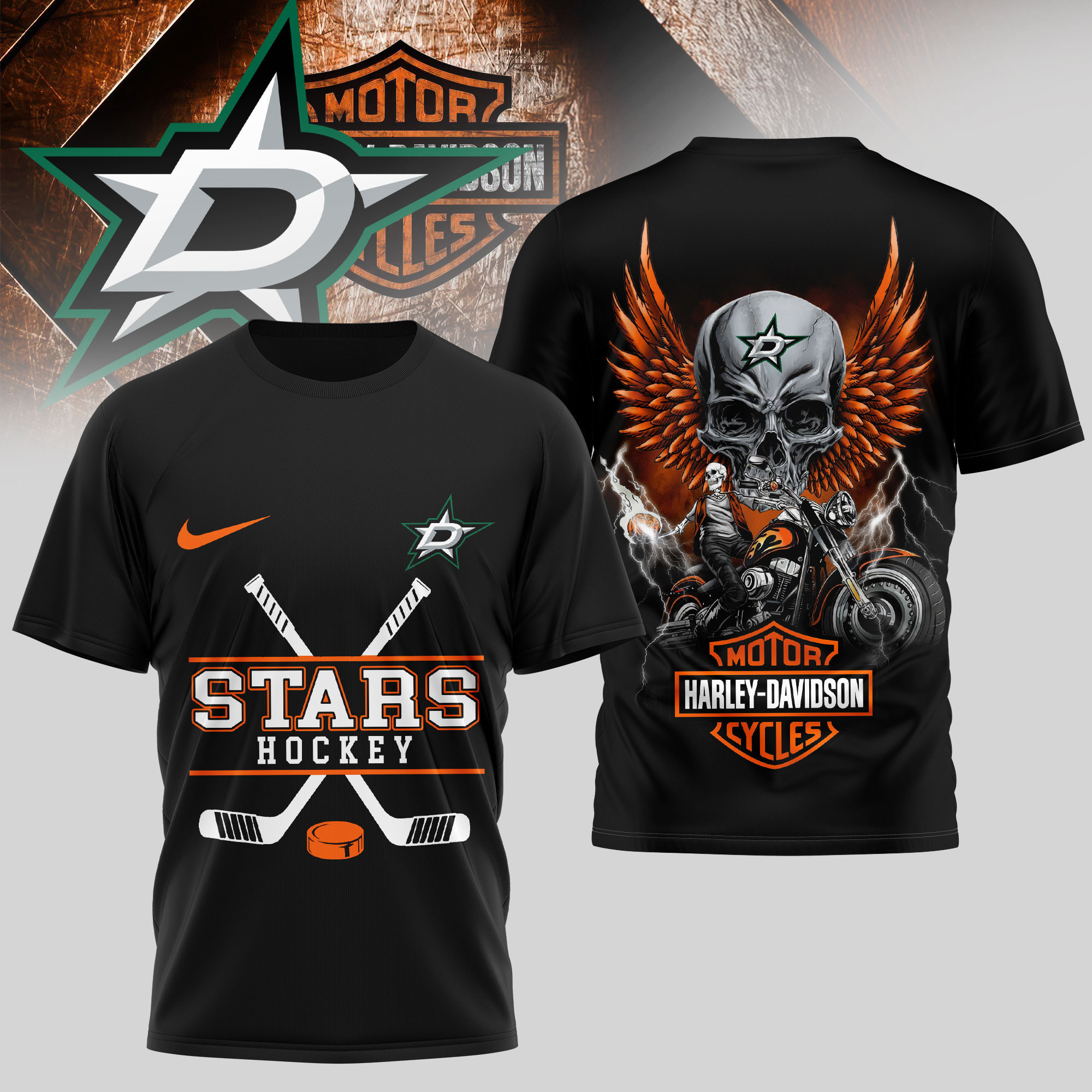 Dallas Stars | Premium NHL Harley Davidson 3D Shirt TD
