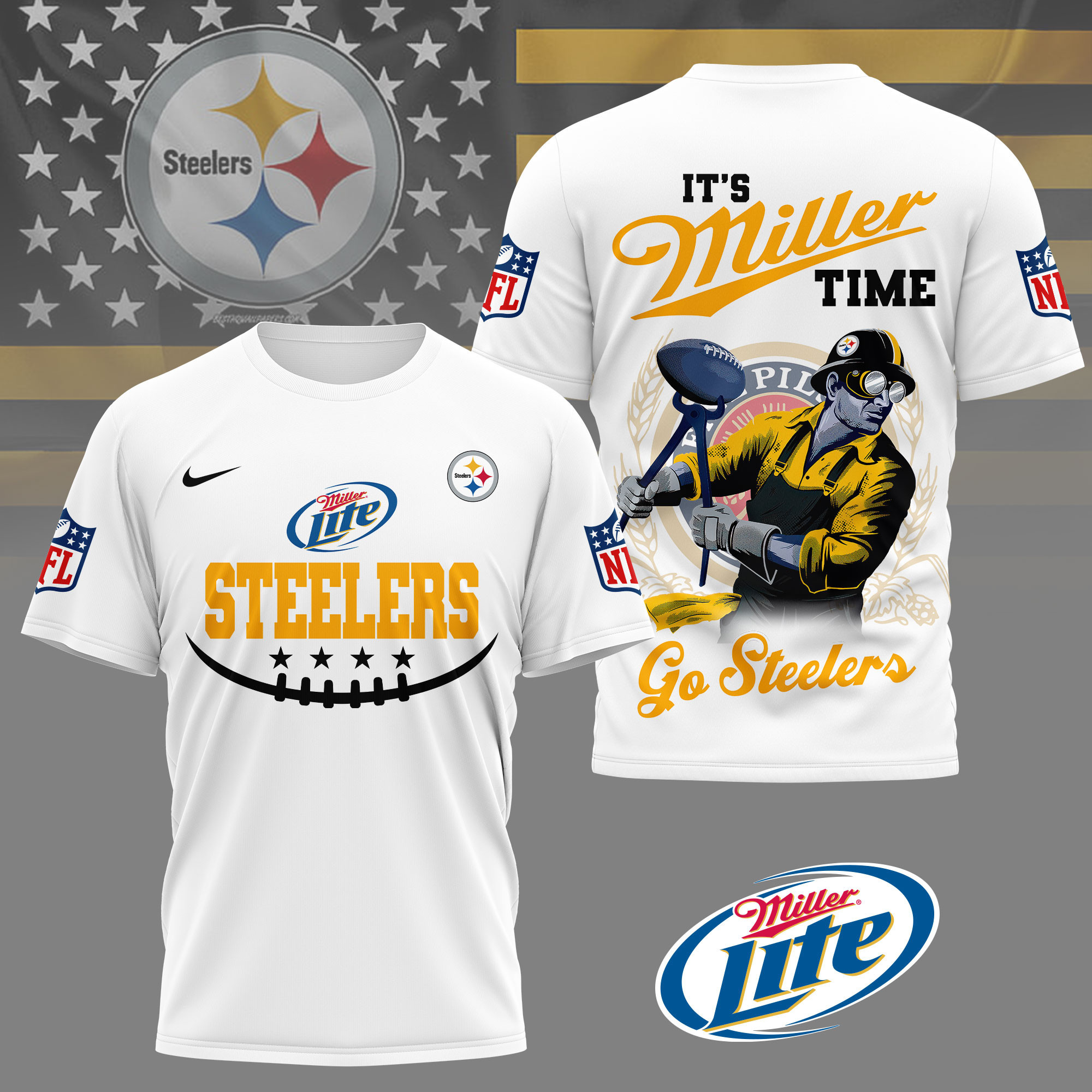 Pittsburgh Steelers | Premium NFL Miller Lite 3D Shirt NY