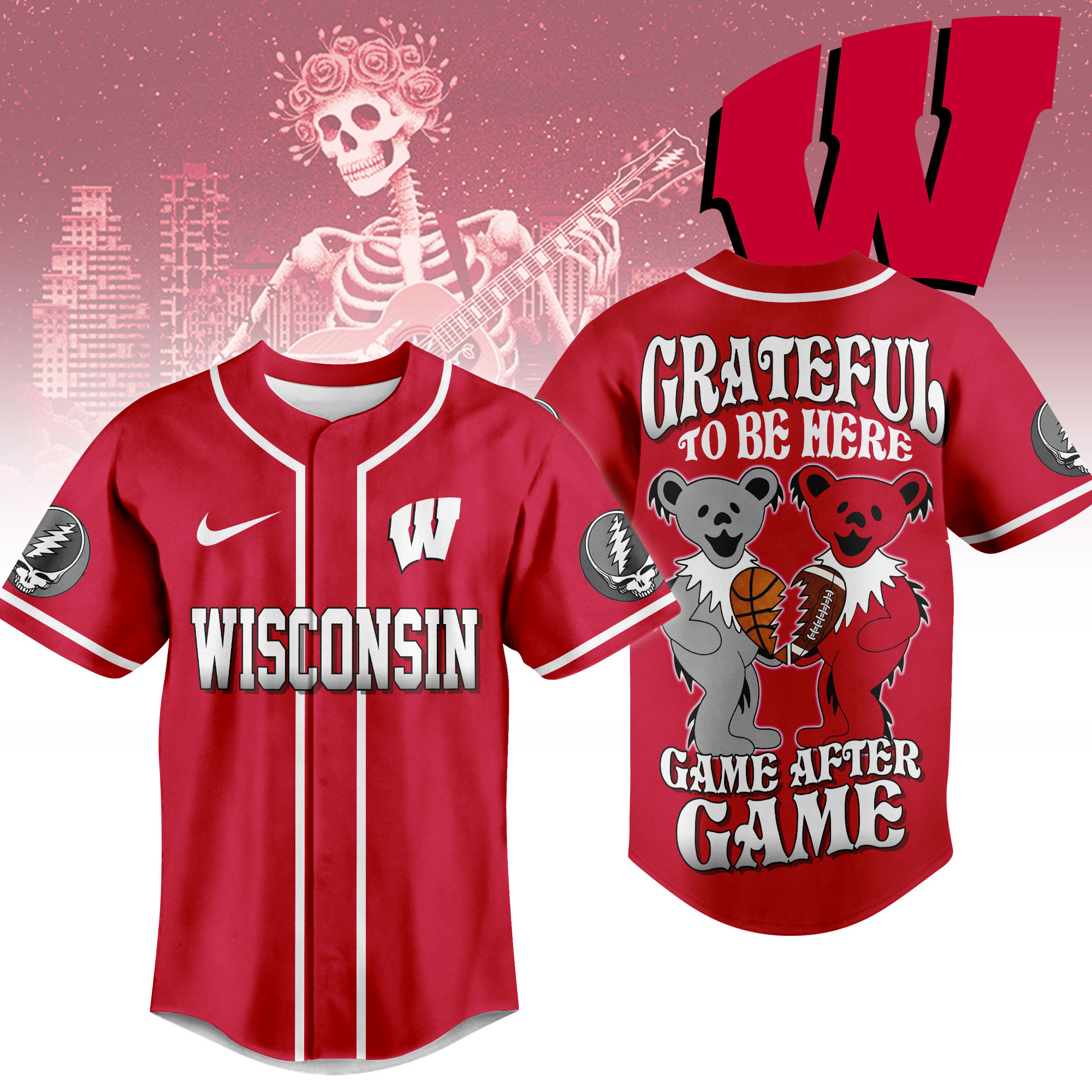 Wisconsin Badgers | Premium College Grateful Sports Jersey NTH1