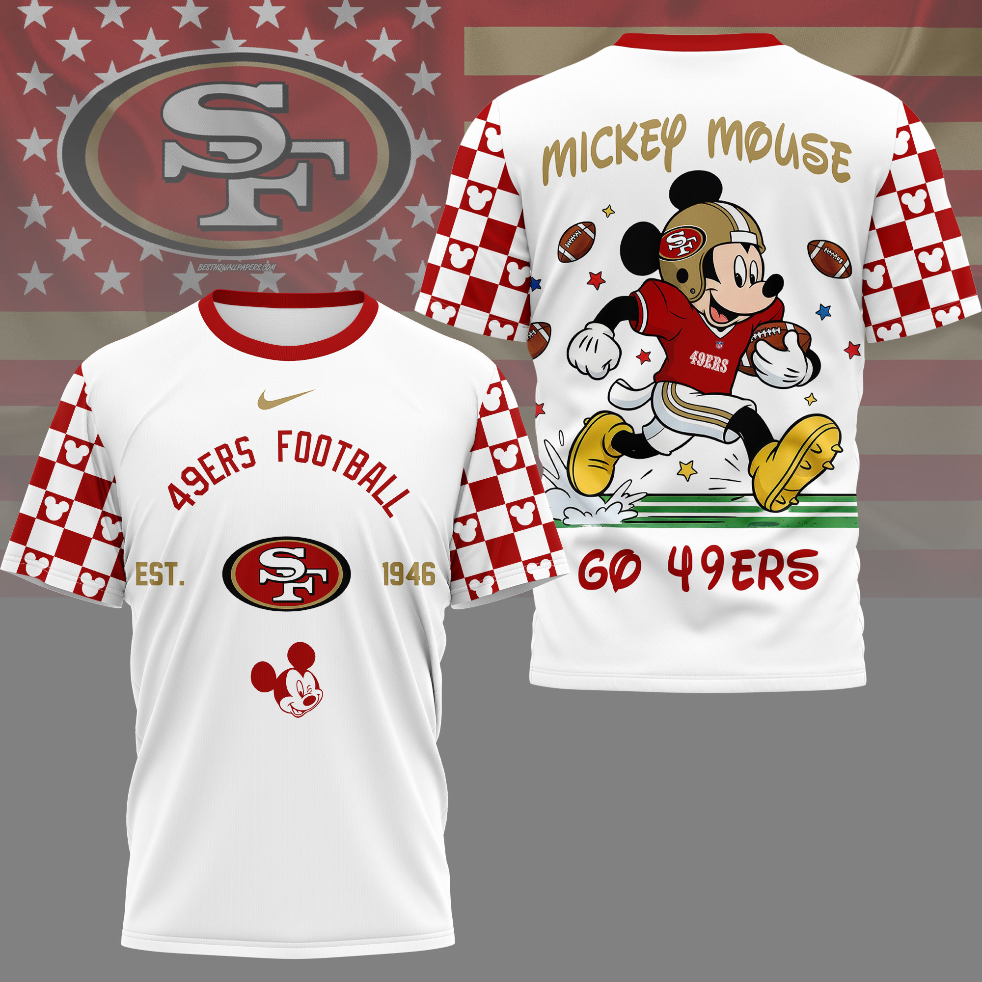 San Francisco 49ers | Premium NFL Mickey Football 3D Shirt NY