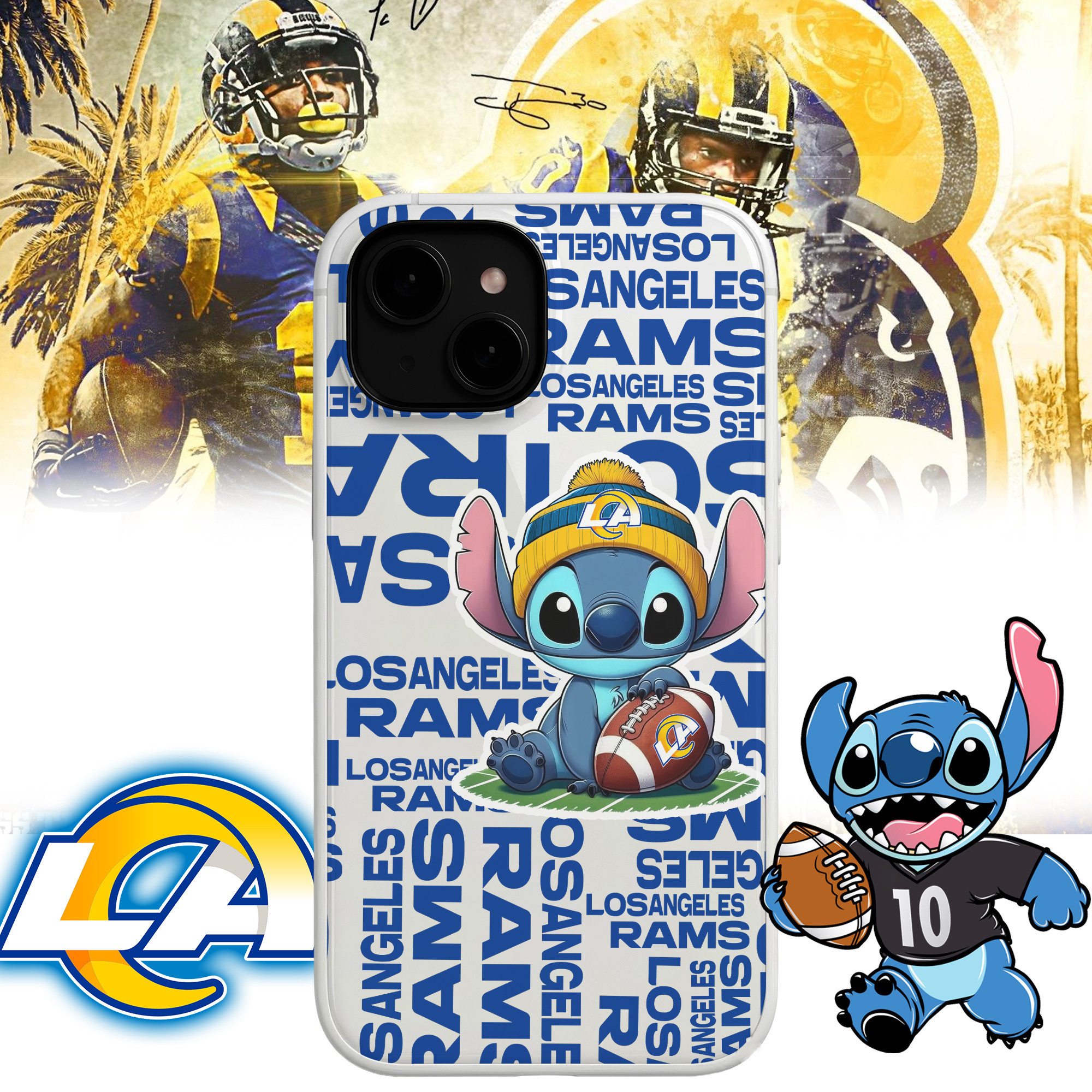 Los Angeles Rams | Premium NFL Stitch Loves Football Phone Case NP
