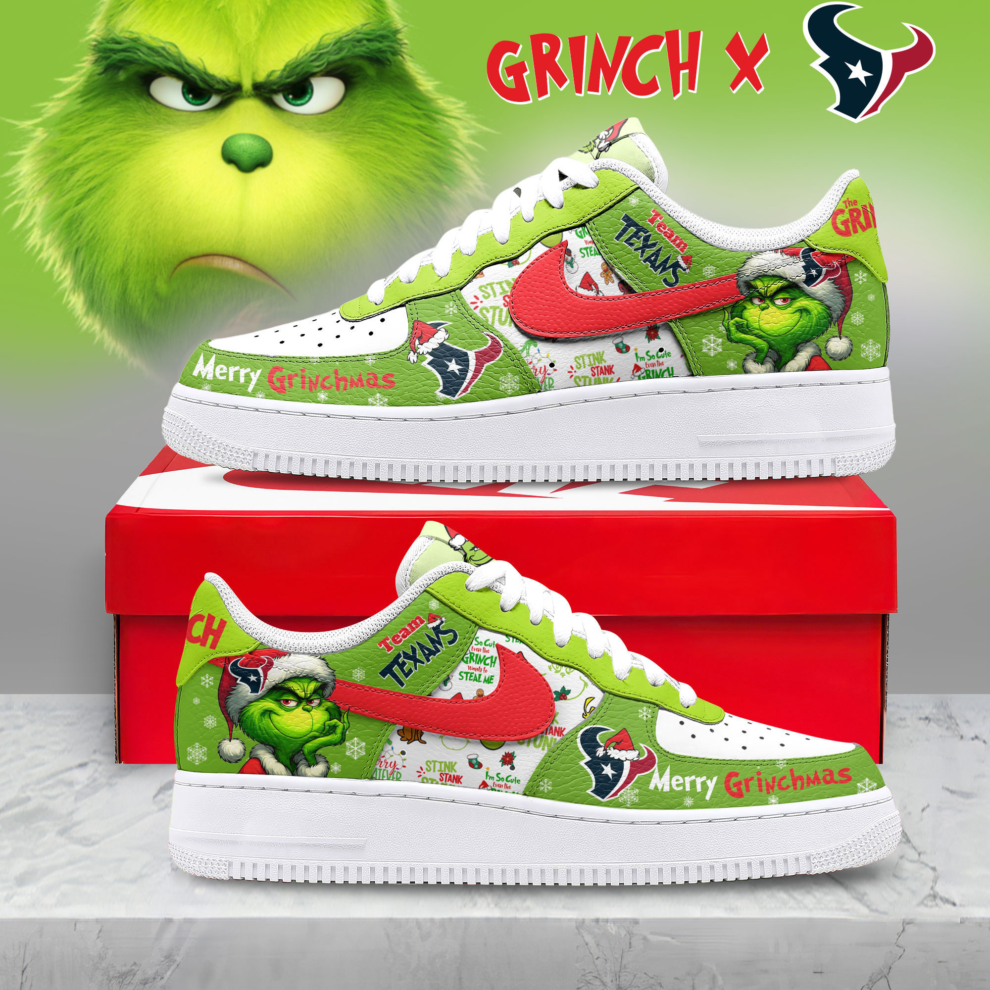 Houston Texans | Premium NFL Grinch AF1 Limited Edition TD
