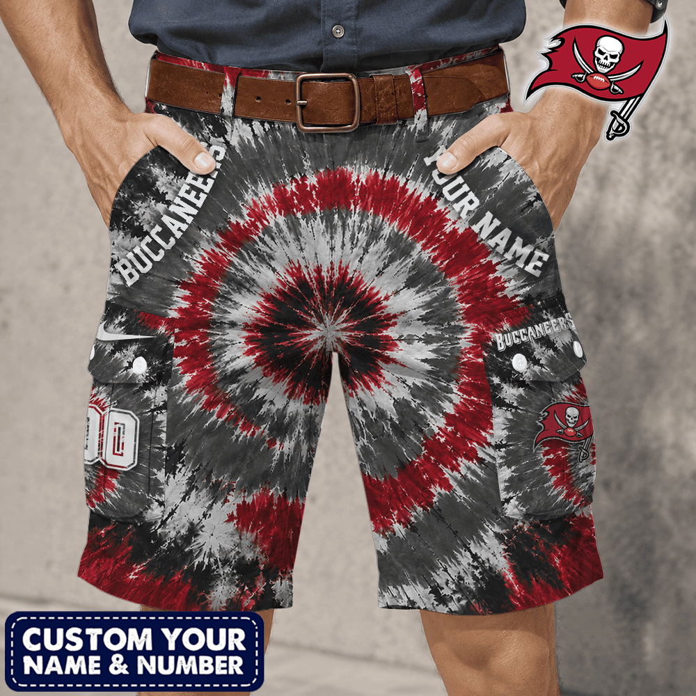 Tampa Bay Buccaneers | Premium NFL Tie-Dye Cargo Shorts Square Pocket NTH1