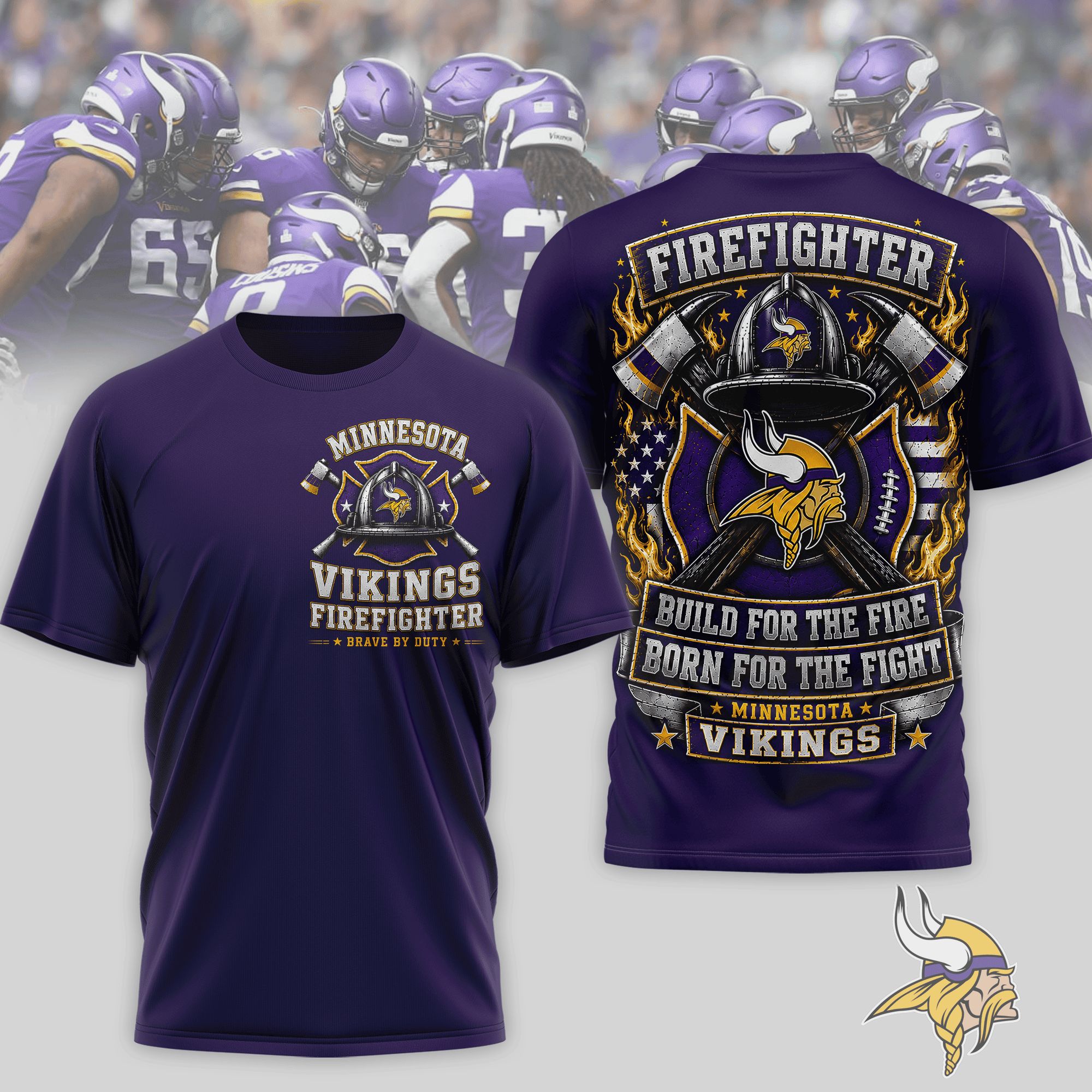 Minnesota Vikings | Premium NFL Firefighter Tribute Team 3D Shirt NTH1