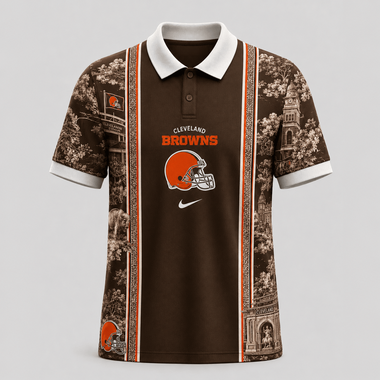 Cleveland Browns | Premium NFL Heritage Cityscape Polo Shirt for Loyal Fans TD