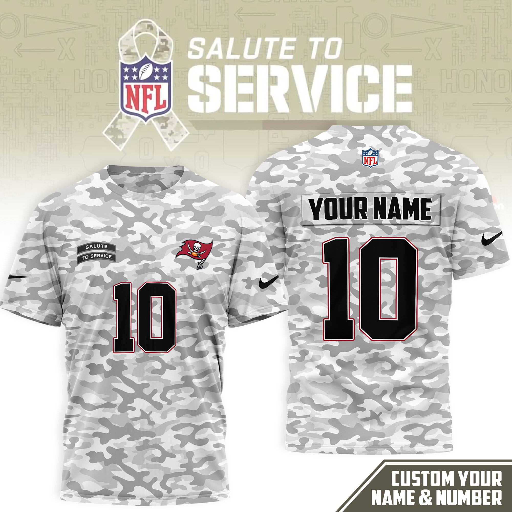 Tampa Bay Buccaneers | Premium NFL Salute to Service Camo 3D Shirt NTH1
