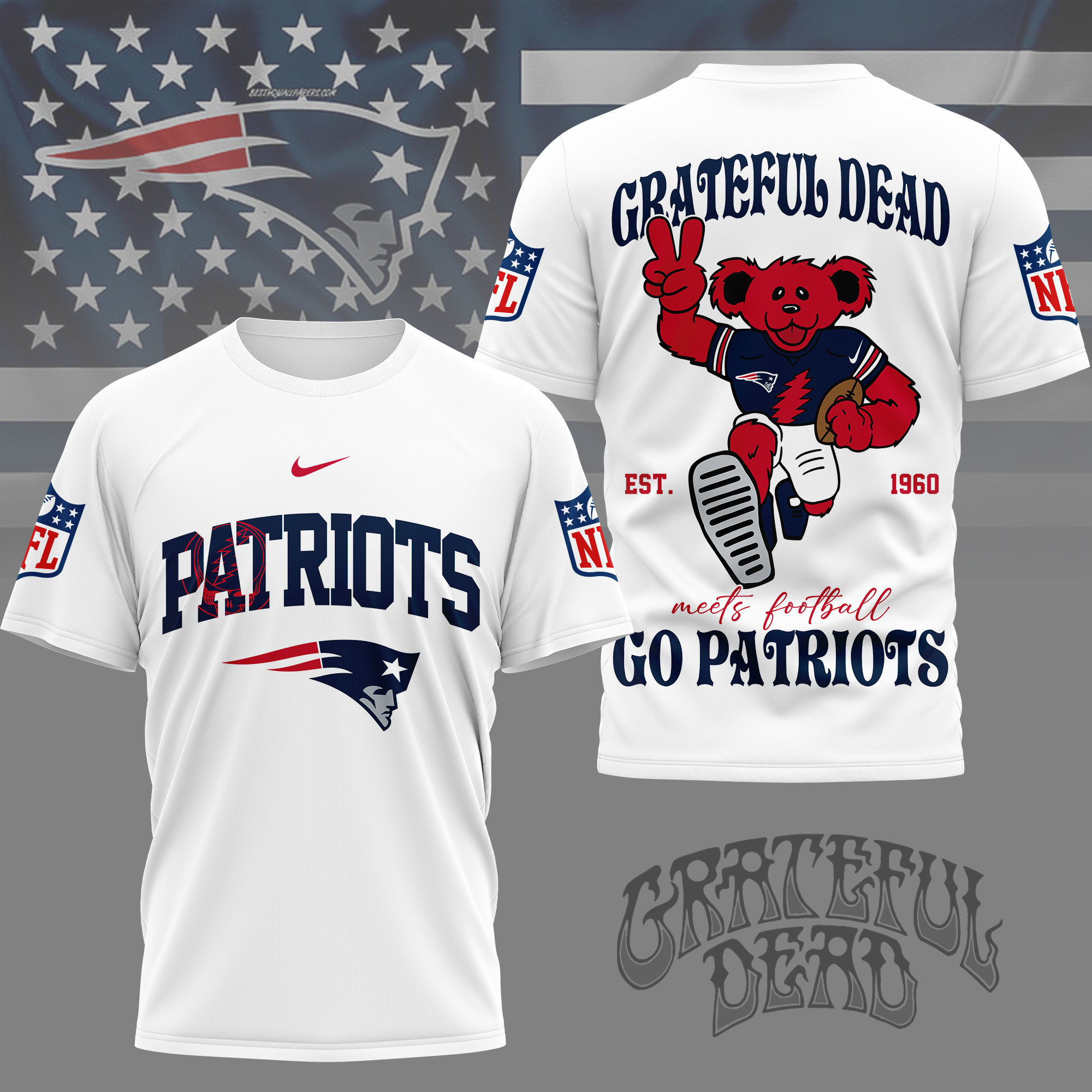 New England Patriots | Premium NFL Retro Bear 3D Shirt NY