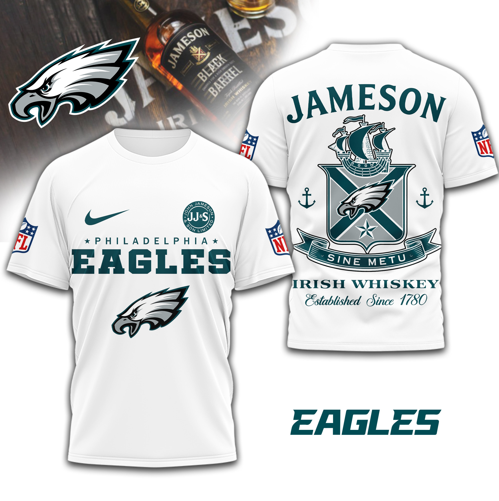 Philadelphia Eagles | Premium NFL Jameson Irish Whiskey 3D Shirt TD