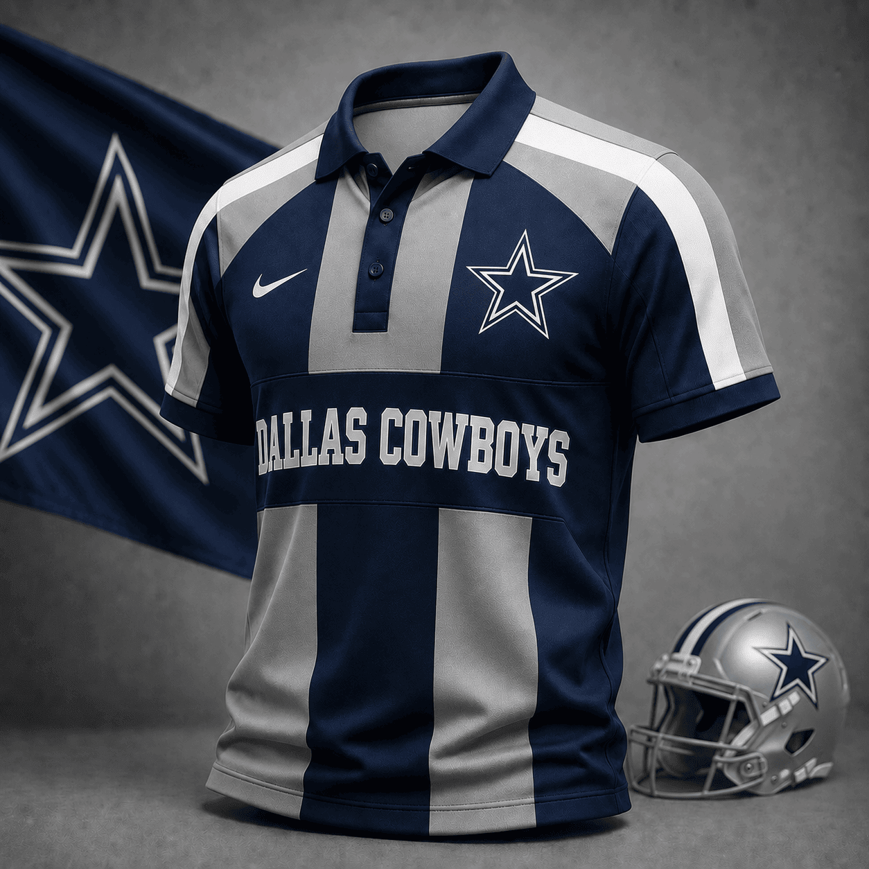 Dallas Cowboys | Premium NFL Heritage Stripe Rugby Polo Shirt NY