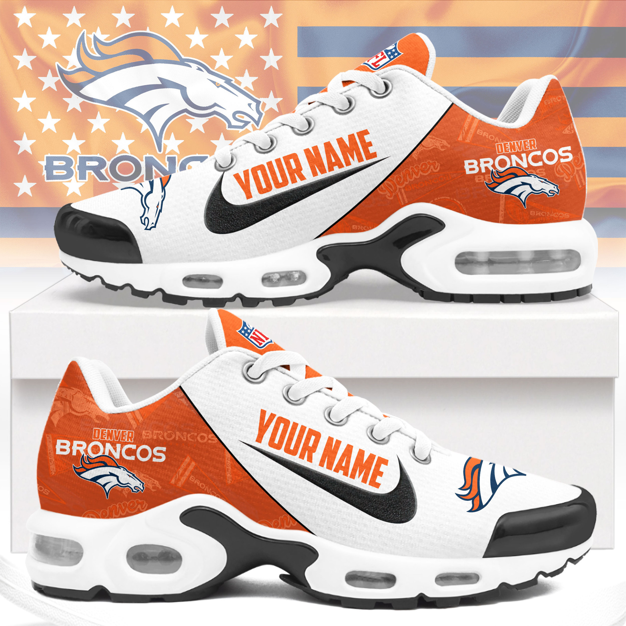 Denver Broncos | Premium NFL Custom Name Running Air Max Shoes NTH1