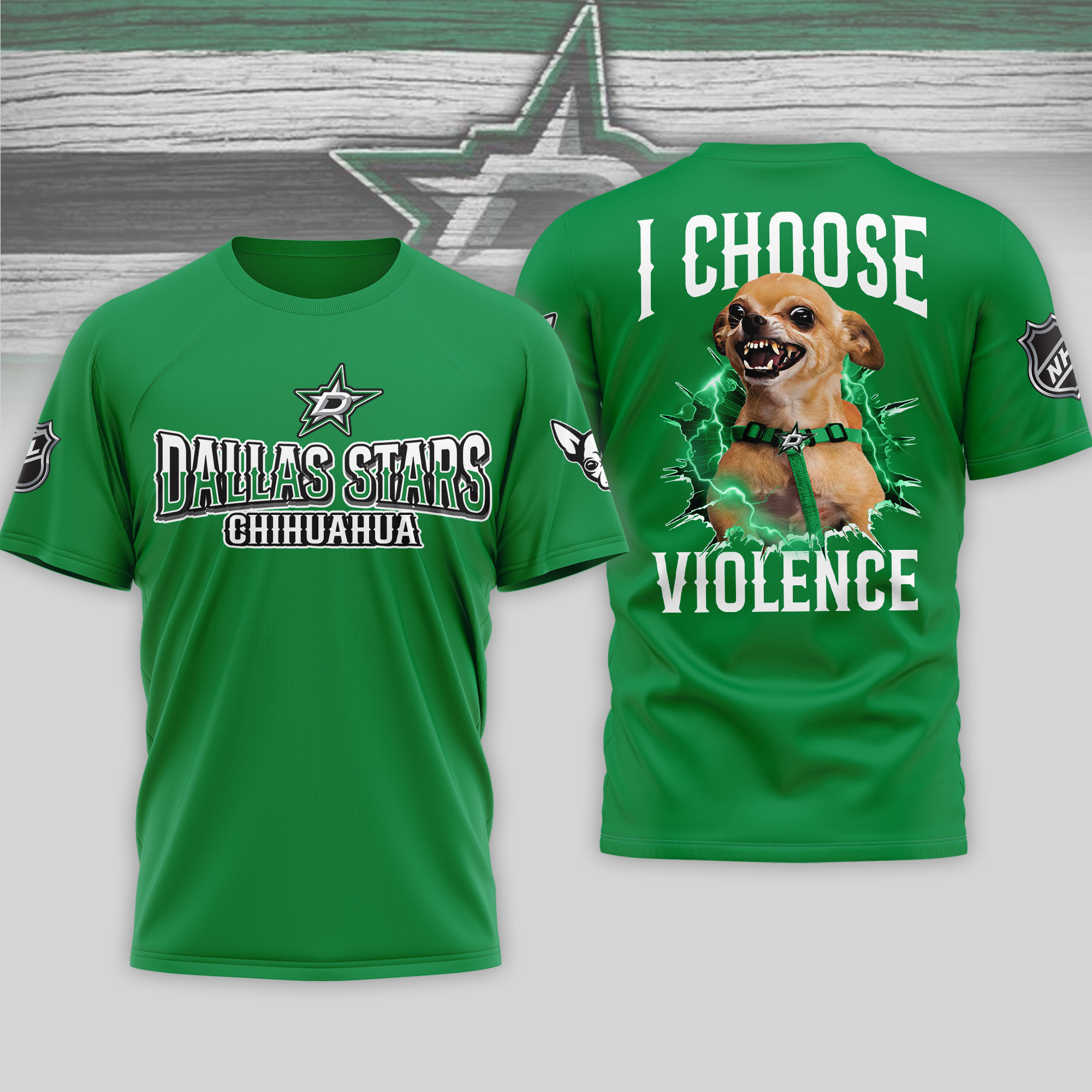 Dallas Stars | Premium NHL Chihuahua Violent 3D T-Shirt HY