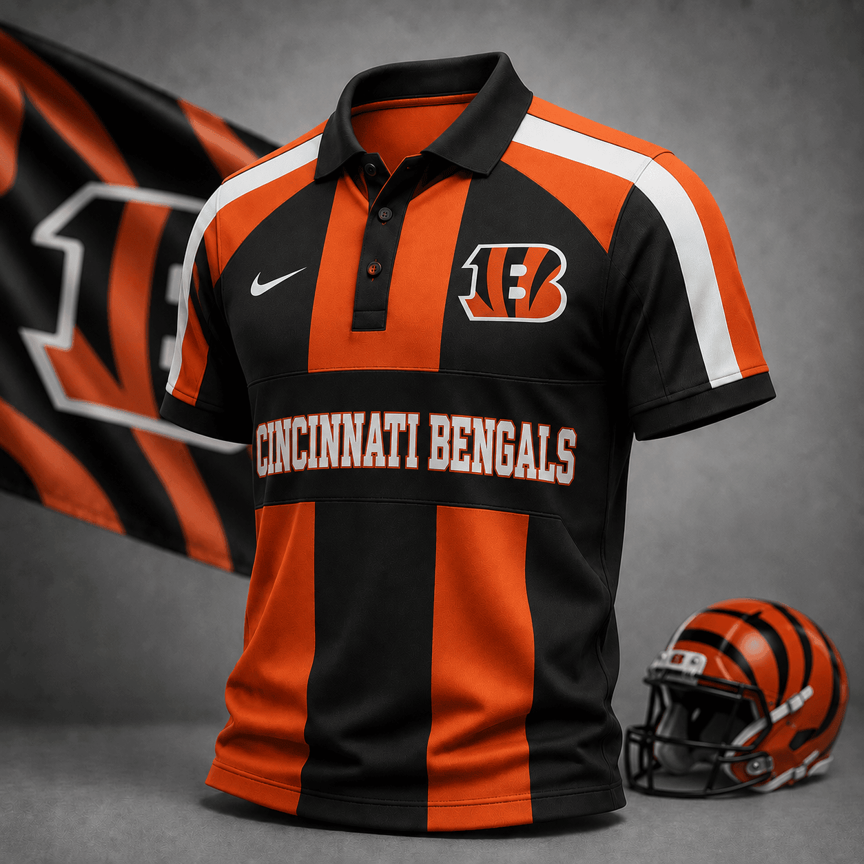 Cincinnati Bengals | Premium NFL Heritage Stripe Rugby Polo Shirt NY