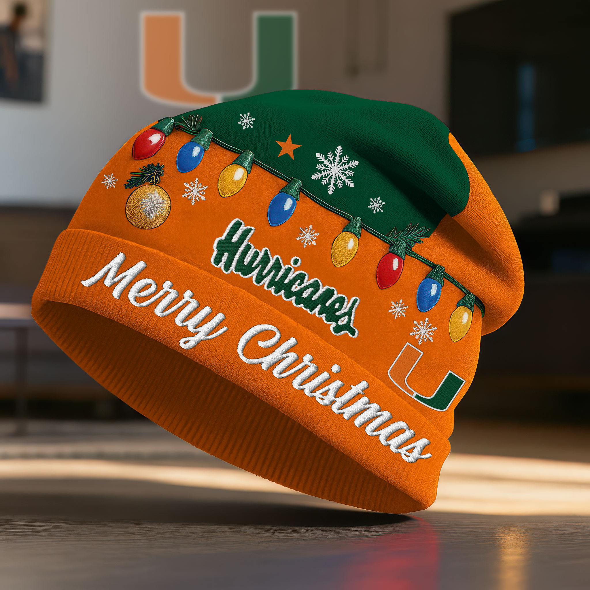 Miami Hurricanes | Premium NCAA Christmas Beanie Hat NY